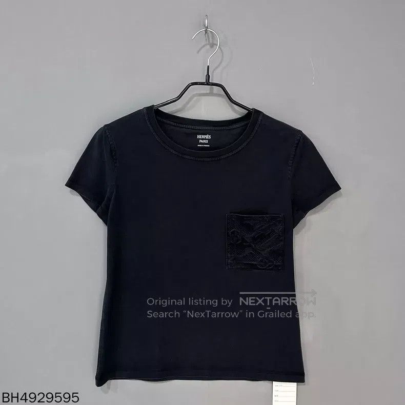Hermes Hermes Black Embossed Pocket Short-Sleeve Size XXS / US 00 / IT 34 - 2 Thumbnail