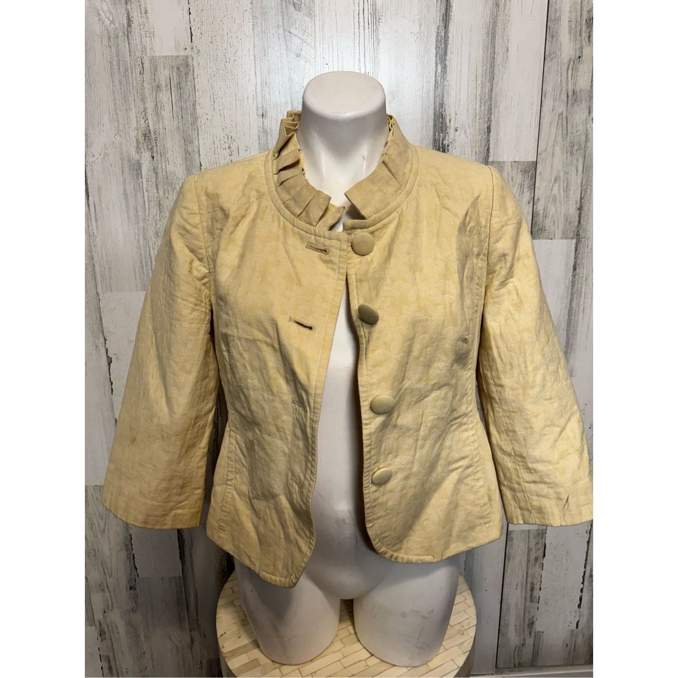 Other Willi Smith Beige Cropped Ruffle Collar Jacket Size 8 Size M / US 6-8 / IT 42-44 - 4 Thumbnail