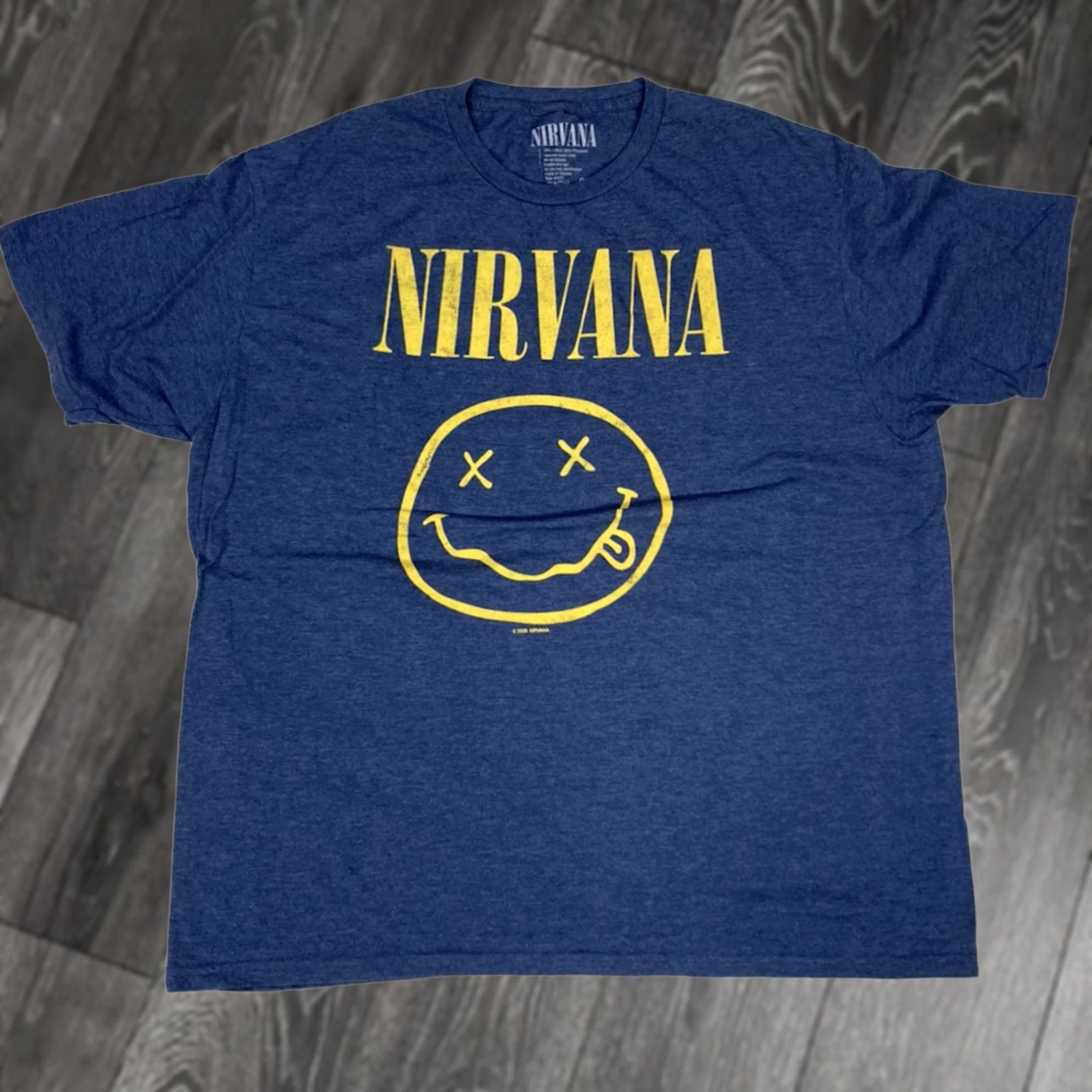 Vintage Nirvana T-Shirt Men XXL Blue Short Sleeve Graphic Print Logo Size US XXL / EU 58 / 5 - 1 Thumbnail