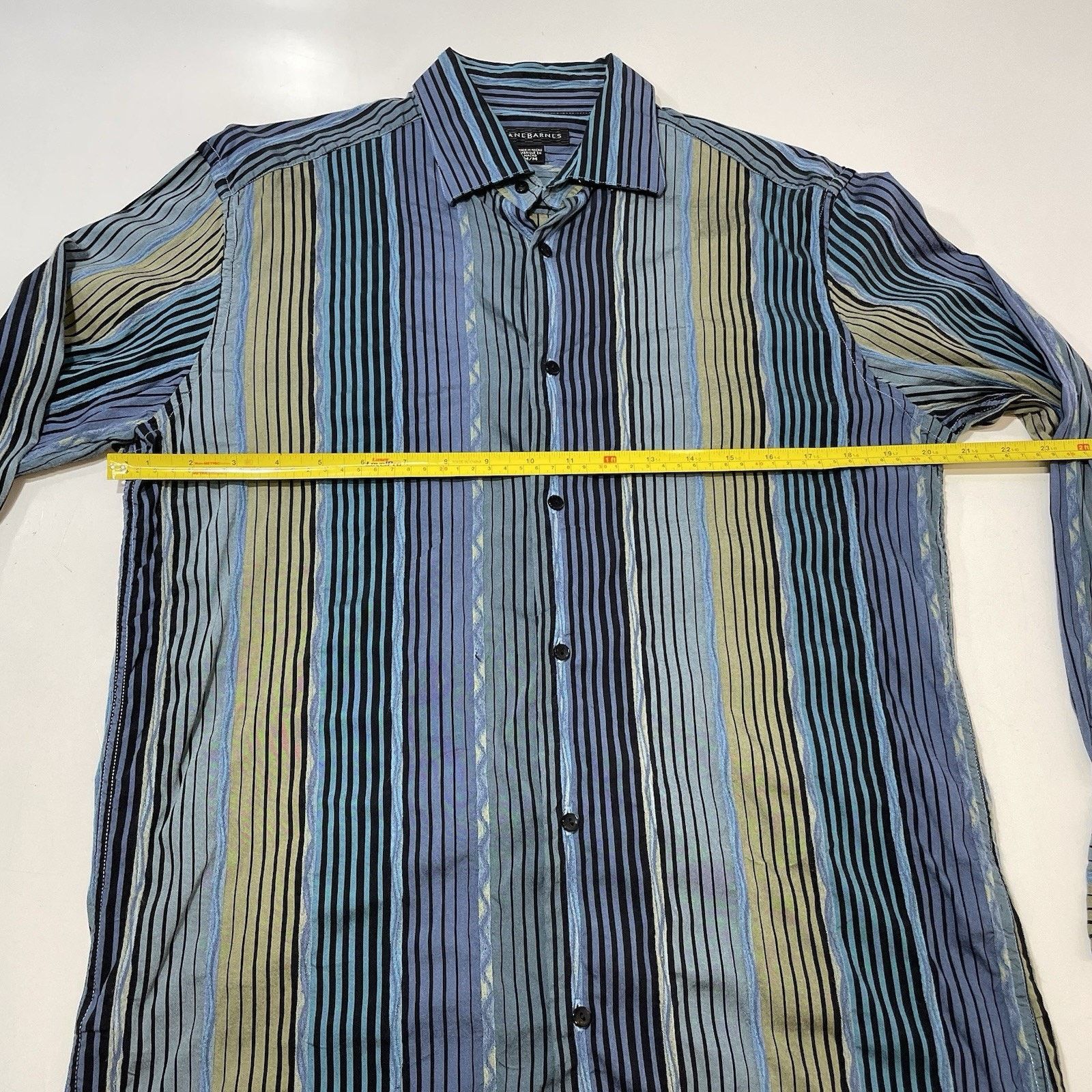 Jhane Barnes Vintage Jhane Barnes Shirt Men’s Med Blue Green Stripe Slim Size US M / EU 48-50 / 2 - 5 Thumbnail