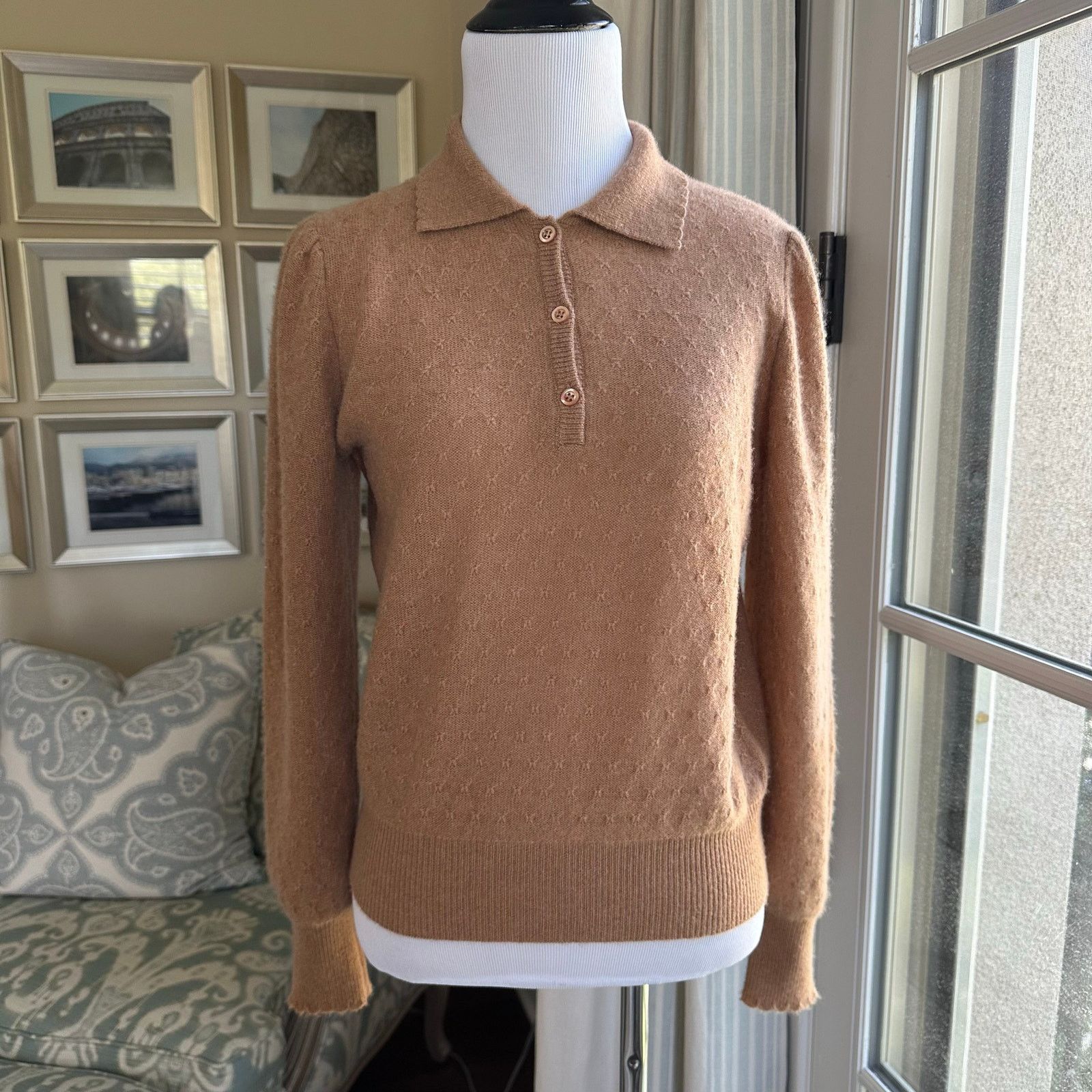 Frame Frame Cashmere Polo Sweater Camel Scallop Collar Size XS Size XS / US 0-2 / IT 36-38 - 1 Thumbnail