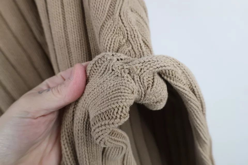 Vintage Vintage 90s Streetwear Ribbed Knit Crewneck Sweater Beige Size US XXL / EU 58 / 5 - 10 Thumbnail