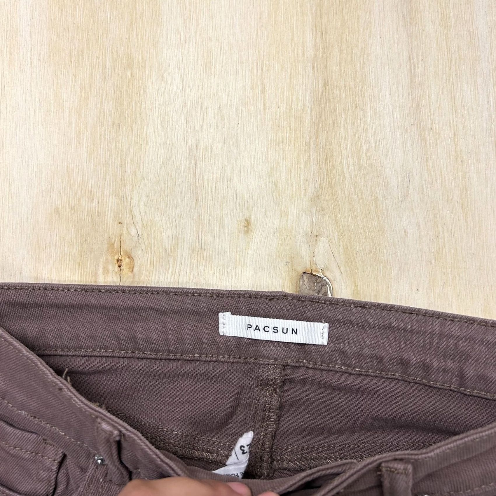 Pacsun PacSun Womens Slim Flare Jeans 23 Medium Wash Brown Distressed Fringe Denim Size 40" / US 18 - 5 Thumbnail