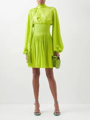Bottega Veneta o1y0725 Mini Dress in Green Size M / US 6-8 / IT 42-44 - 4 Thumbnail