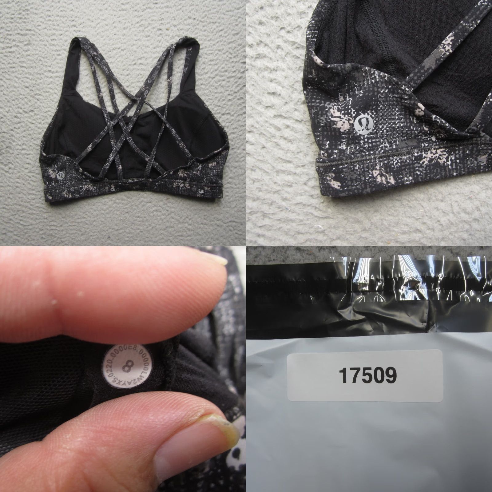 Lululemon Lululemon Energy Bra Womens 8 Gray Sport Performance Running Racerback Medium Support Wireless Full Cup Geometric Pattern Crew N/A Size ONE SIZE - 8 Thumbnail