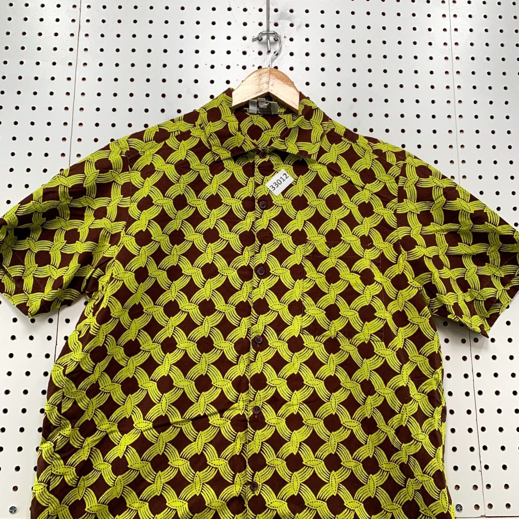 Vintage VINTAGE OKAI Button Shirt Mens Small Brown Yellow Chain Link Pattern Herringbone 22x28.5 90s Mens Shirt Size US S / EU 44-46 / 1 - 4 Thumbnail