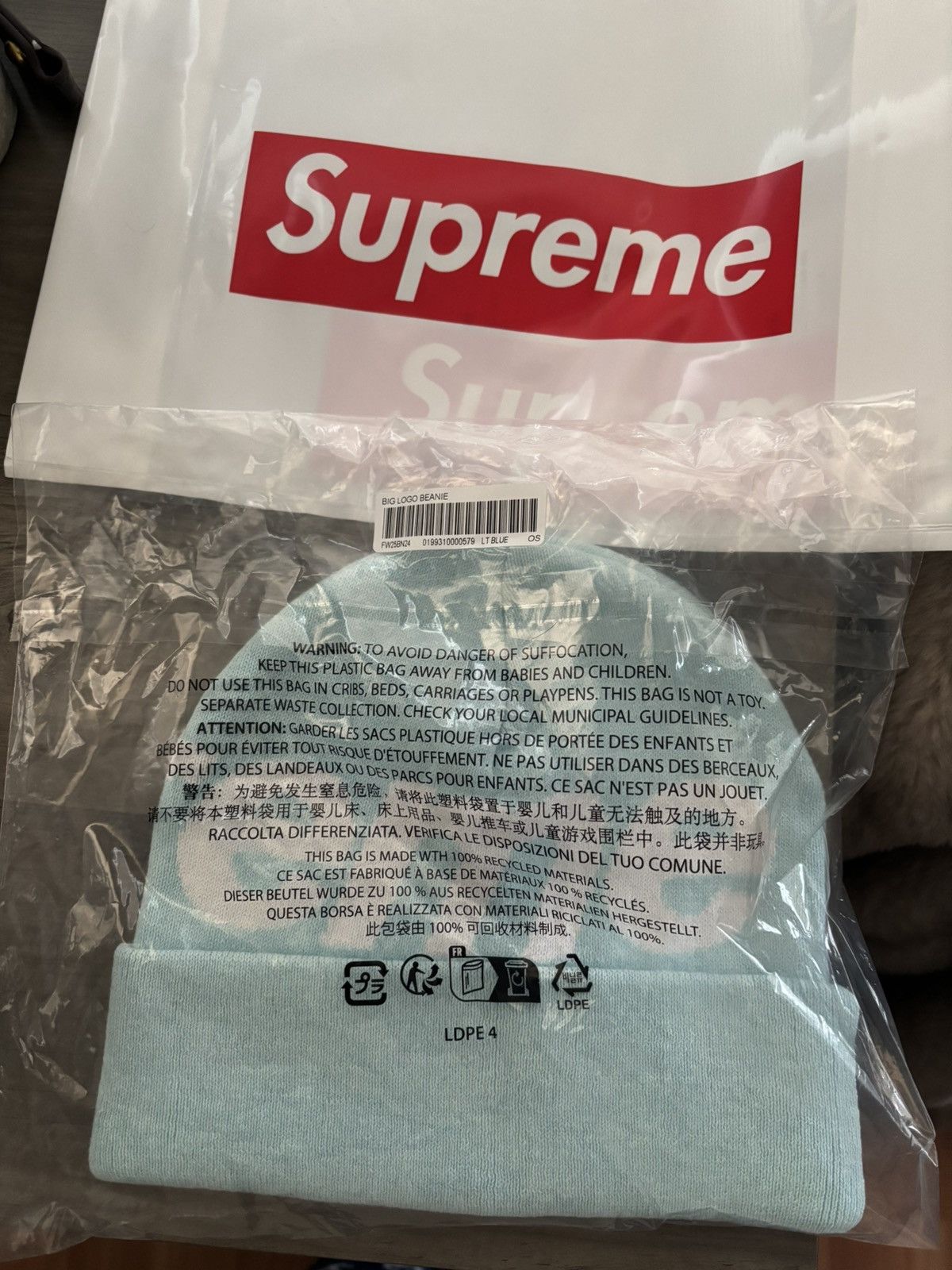 Supreme Supreme Big Logo Beanie (FW25) Light Blue Size ONE SIZE - 2 Thumbnail