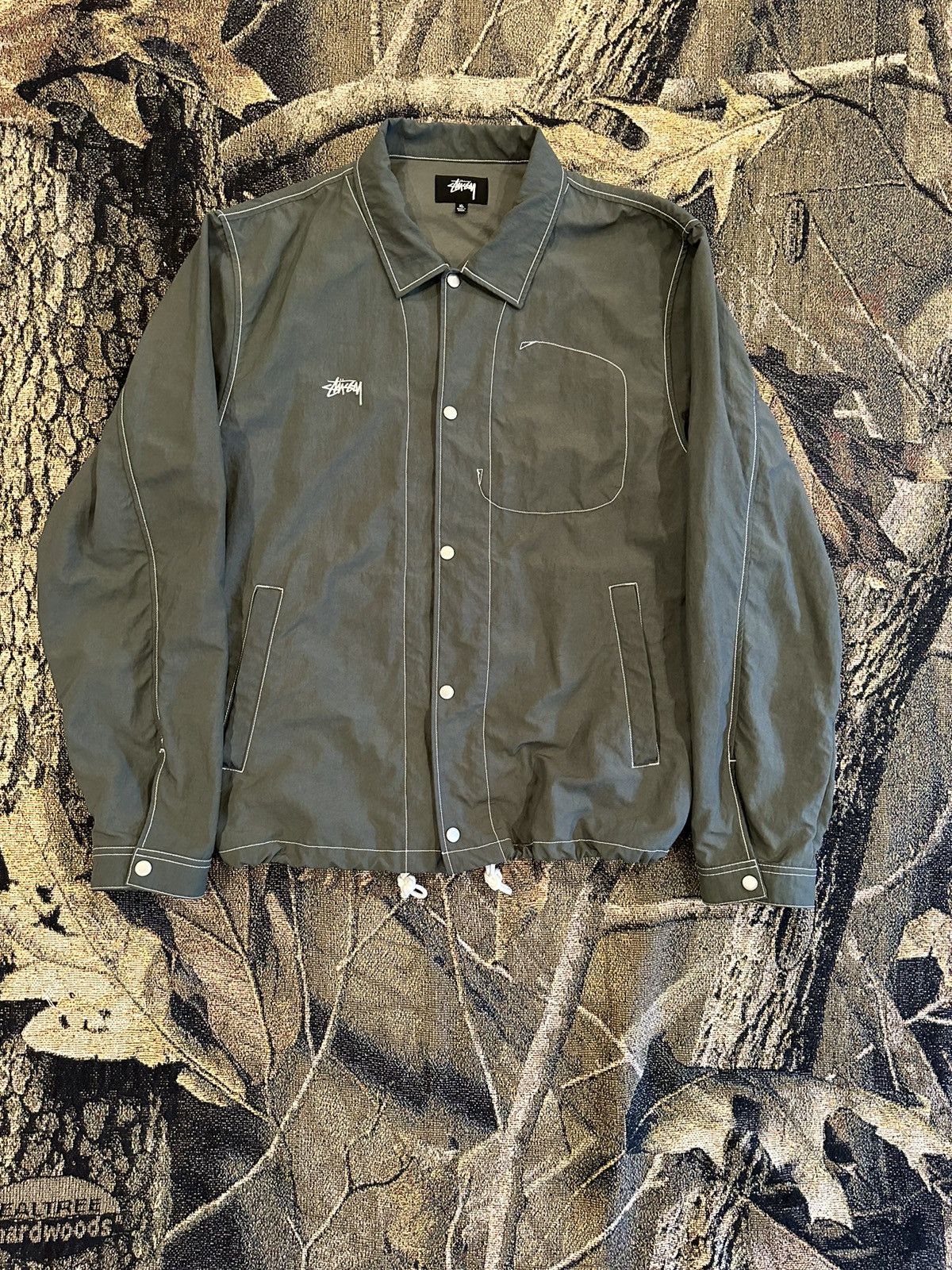 image of Stussy Nylon Folsom Jacket in Green, Men's (Size XL)