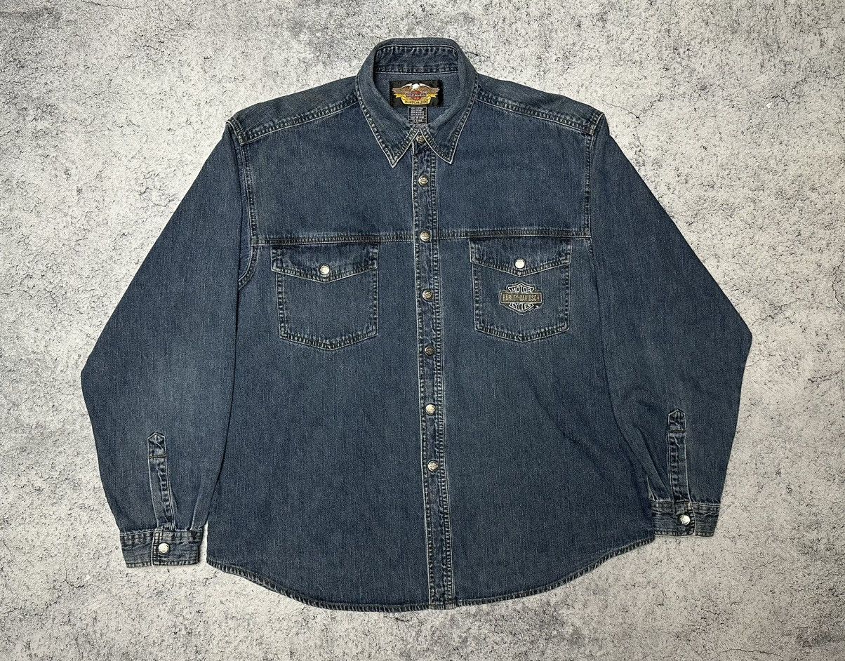 Vintage Vintage Harley Davidson Denim Button Shirt Size US XL / EU 56 / 4 - 4 Thumbnail