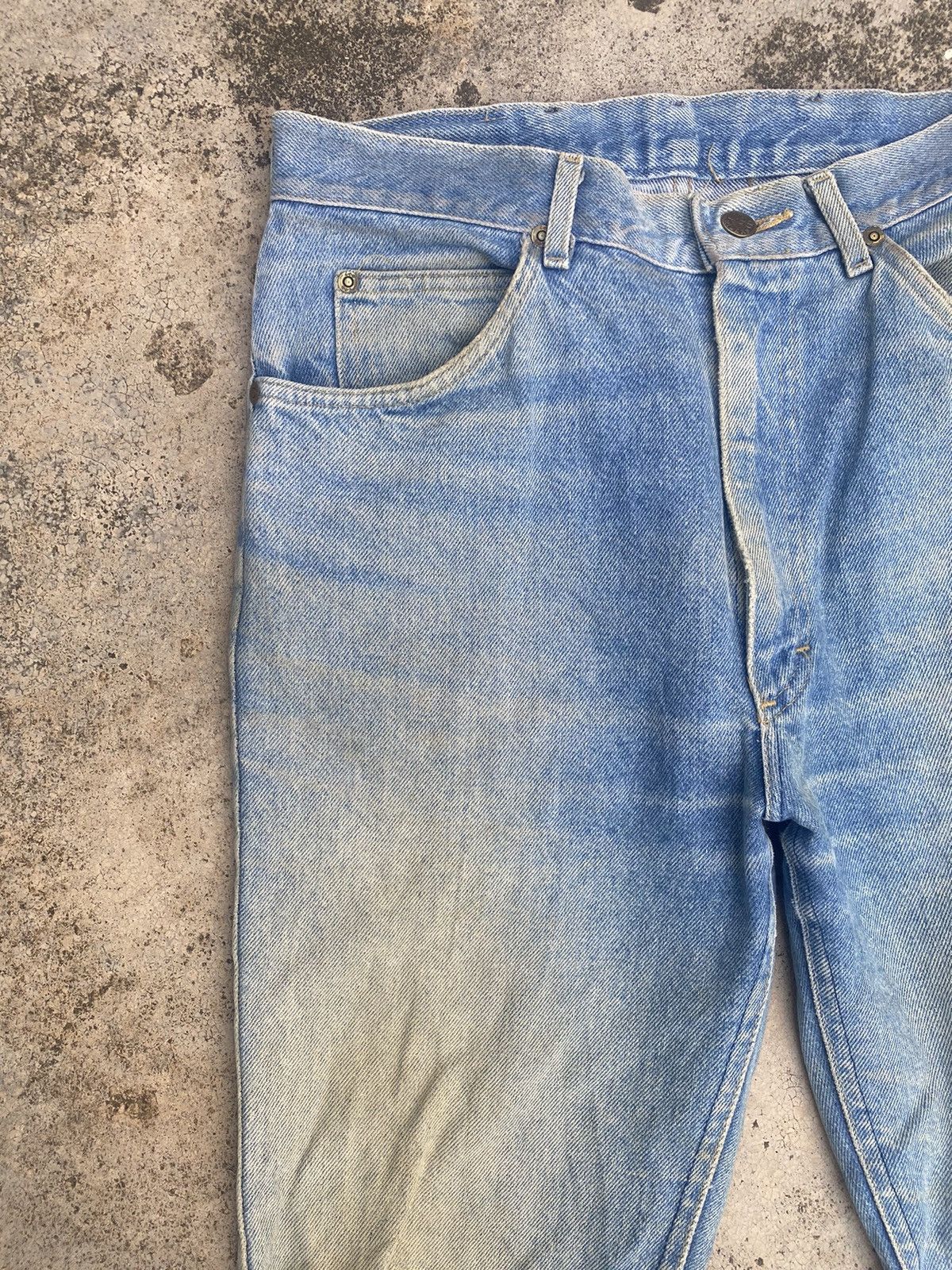 Lee × Vintage Flare Jeans Vintage 90s Lee Distressed Faded Blue Bootcut Size US 30 / EU 46 - 8 Thumbnail