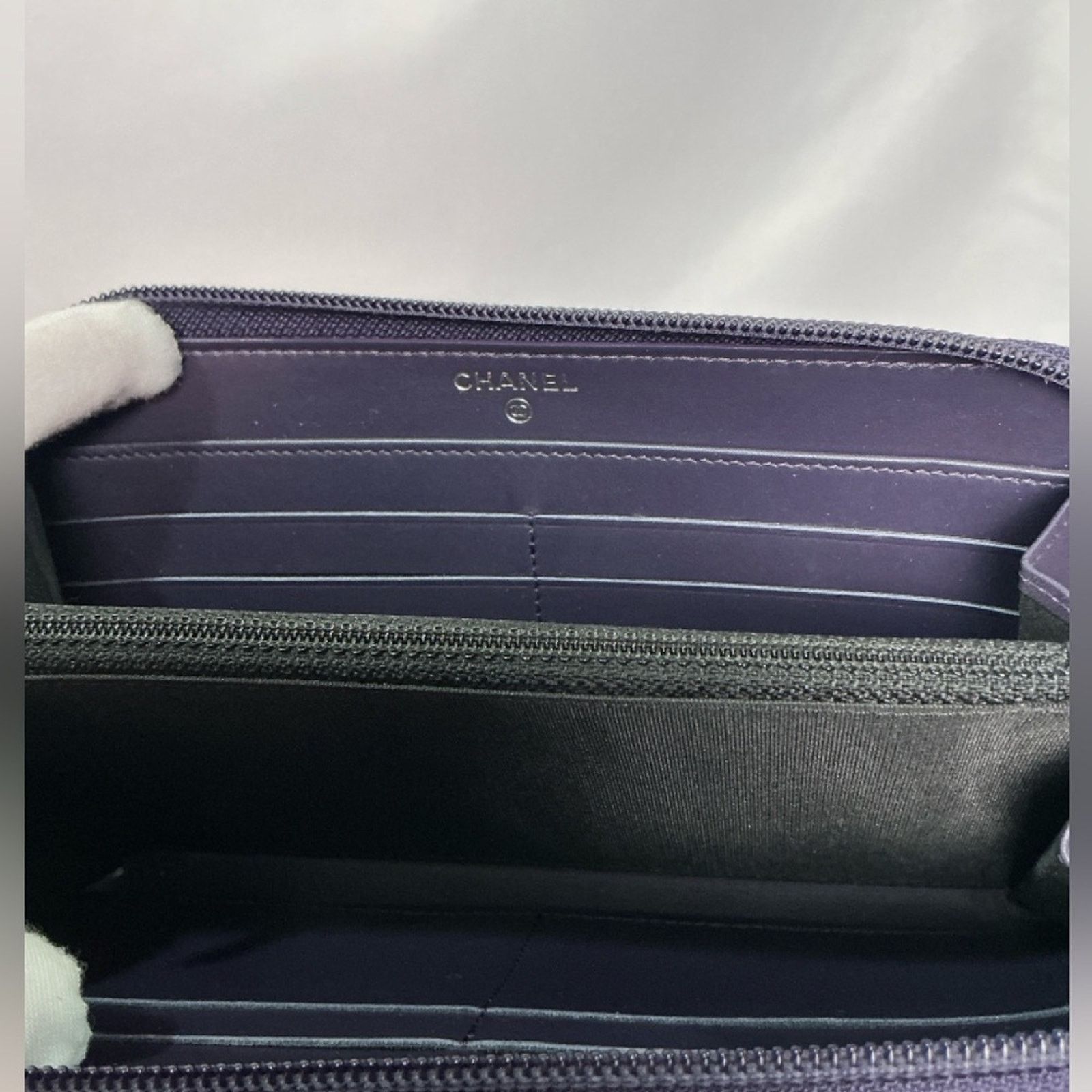 Chanel CHANEL Iridescent Purple Caviar Zip Lizard Embossed Wallet Size ONE SIZE - 13 Thumbnail