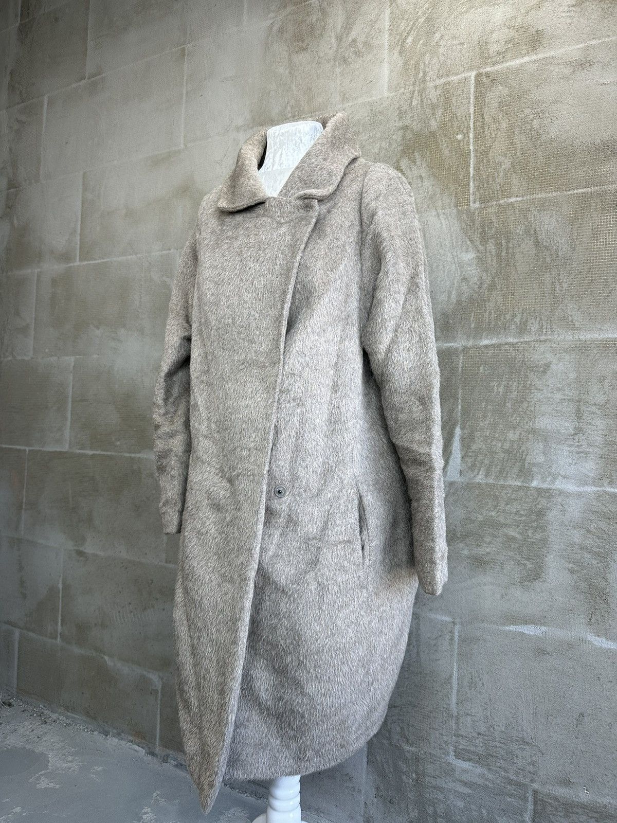 Annette Gortz × Vintage Women's Annette Gortz Alpaca Wool Long Coat Overcoat SHADOWS Size XS / US 0-2 / IT 36-38 - 3 Thumbnail
