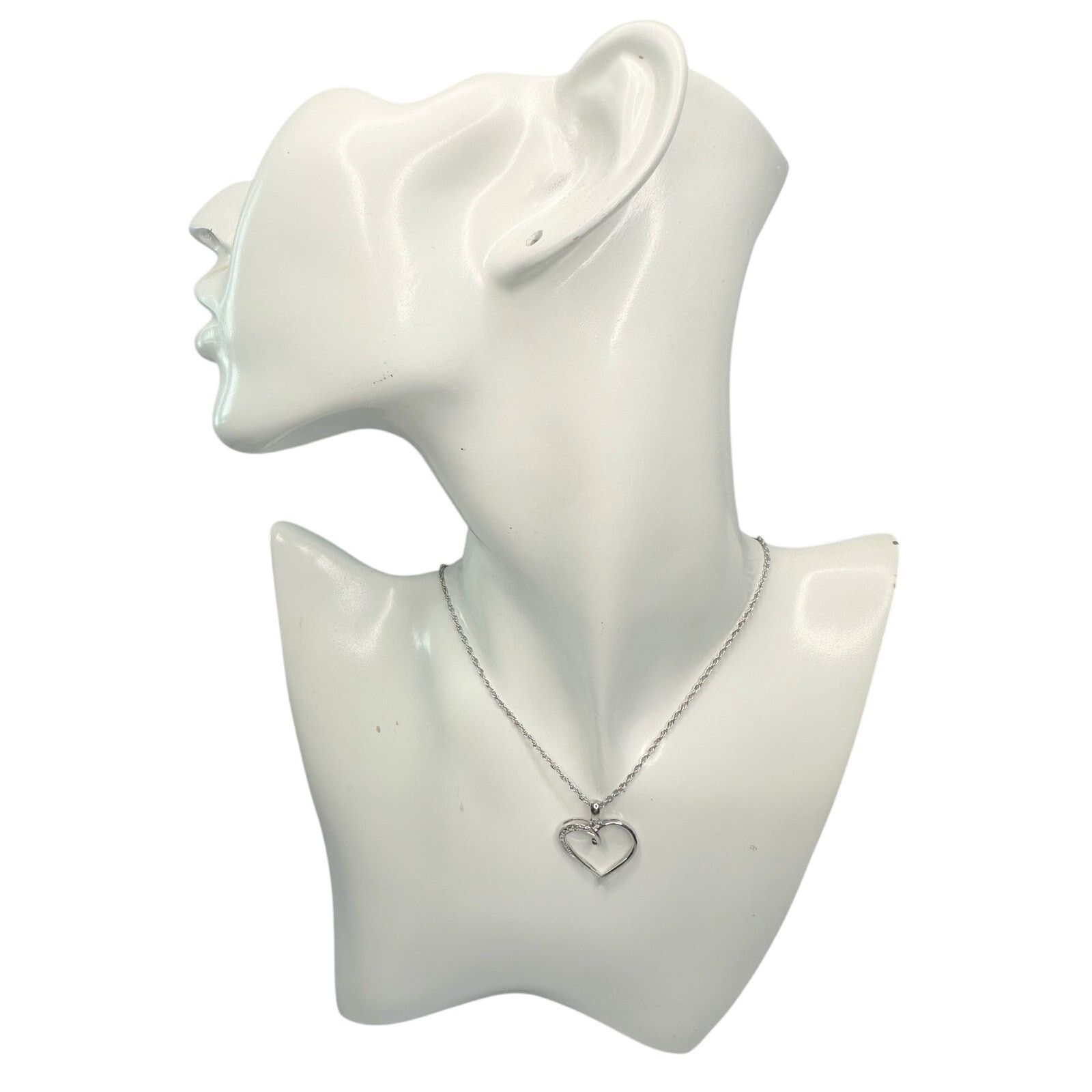 Other Heart Pendant with Diamond Accent - Rhodium Plated -15" Size ONE SIZE - 12 Thumbnail