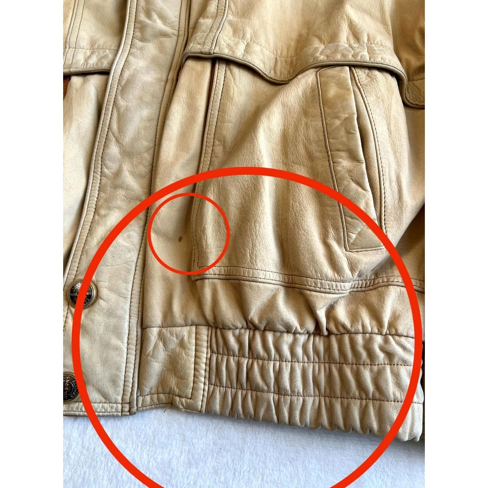 Vintage VINTAGE Wilsons Leather Jacket Mens Large Beige Bomber Elastic Hem Size US L / EU 52-54 / 3 - 5 Thumbnail