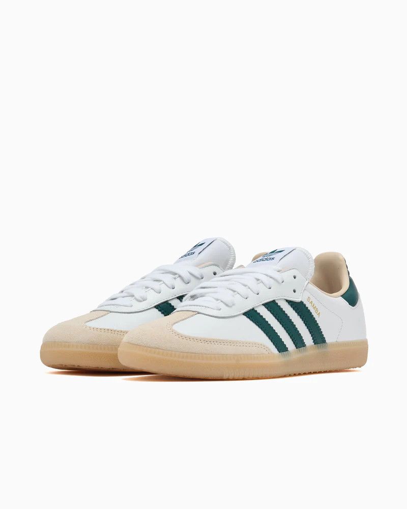 Adidas o1mle0426 Unisex Samba Low-Top Sneakers in White/Green Size US 6.5 / EU 39-40 - 5 Thumbnail