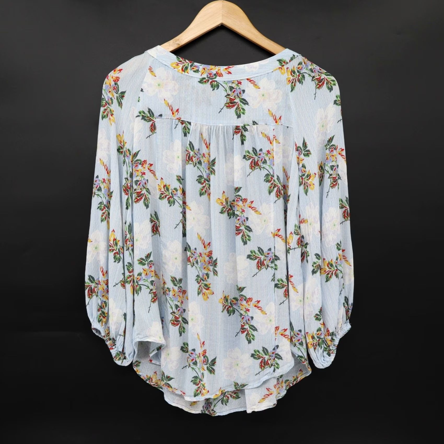 Vintage Maeve Anthropology Blouse Blue Floral Peasant Boho Summer Spring Size 8 Women Size M / US 6-8 / IT 42-44 - 2 Thumbnail