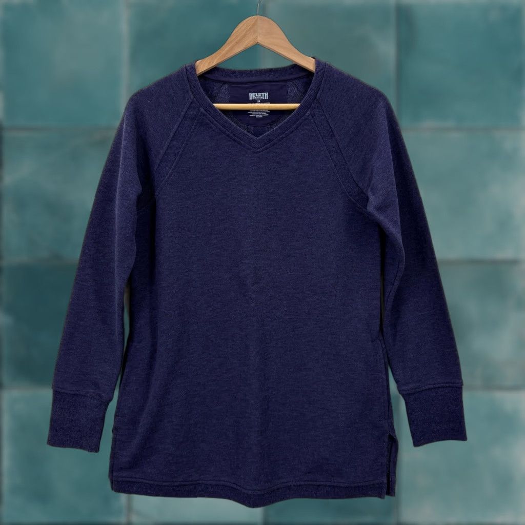 Vintage Duluth Ooh-La-Loop Tunic Top Womens XS Purple V-Neck Long Sleeve Sweatshirt Shirt Size XS / US 0-2 / IT 36-38 - 1 Thumbnail