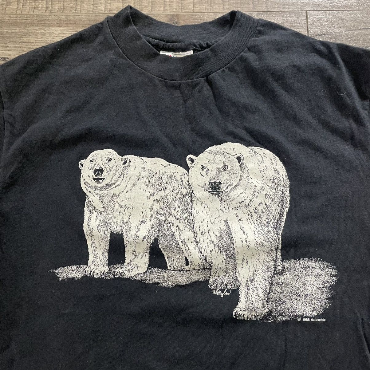 Hanes × Vintage Vintage 80s Hanes Beefy Polar Bear Graphic T-Shirt Size US M / EU 48-50 / 2 - 3 Thumbnail