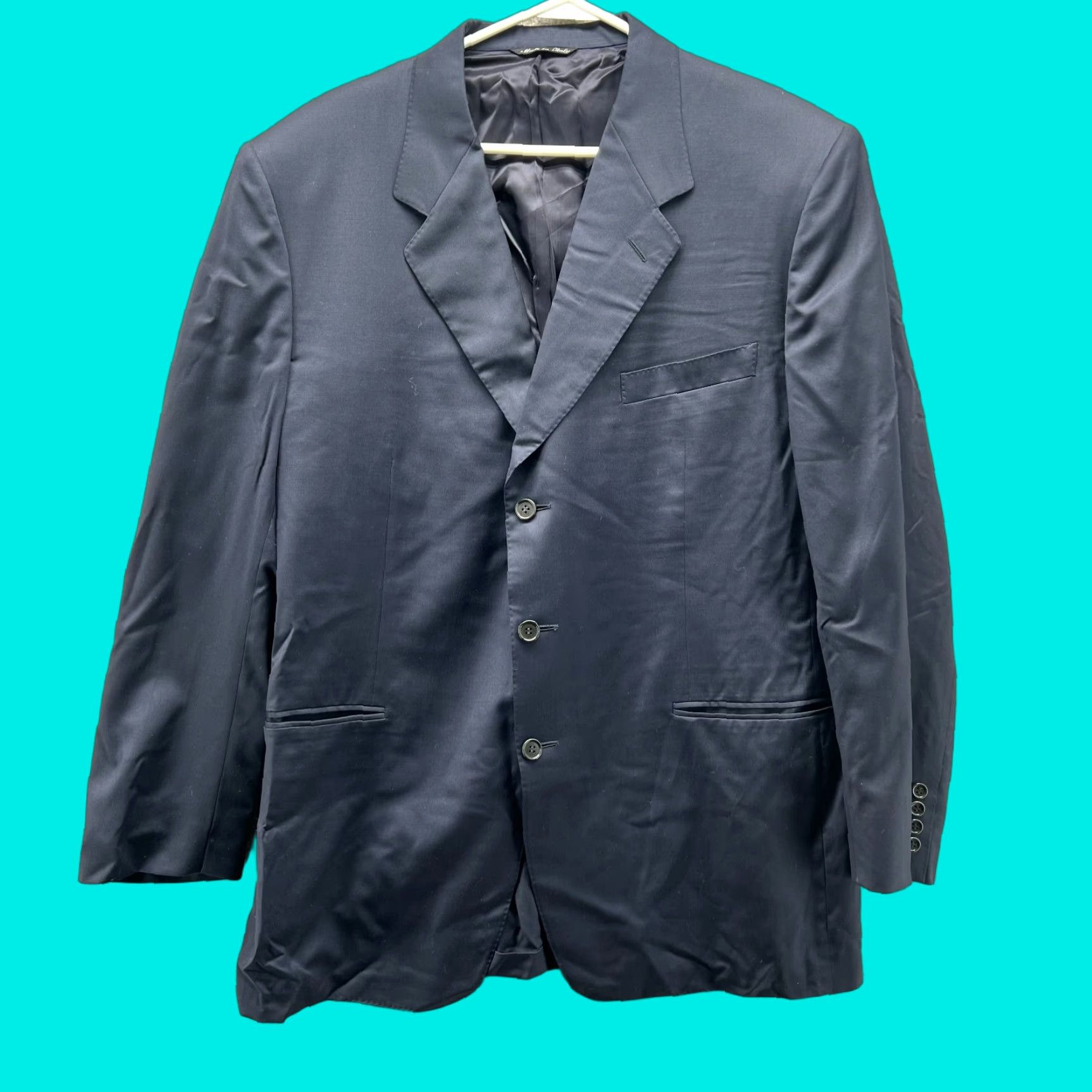 Canali Canali Blazer Mens 44 Blue Navy Single-Breasted Sport Coat Jacket Rayon Italy Regular Jacket/Coat Length Regular Men’s 44R 54EUR Size 44R - 1 Thumbnail