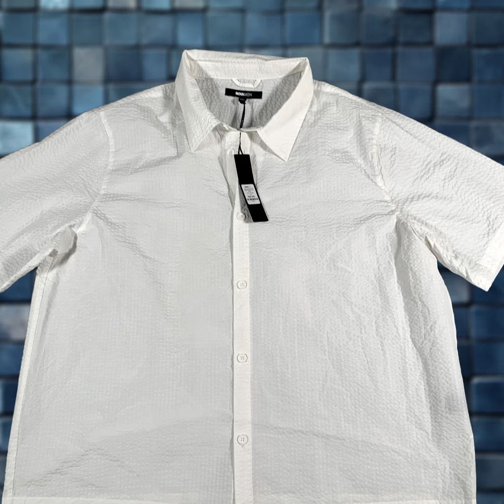 Vintage NovaMen Shirt Mens 2XL White Seersucker Short Sleeve Button Up Casual Top Size US XXL / EU 58 / 5 - 1 Thumbnail