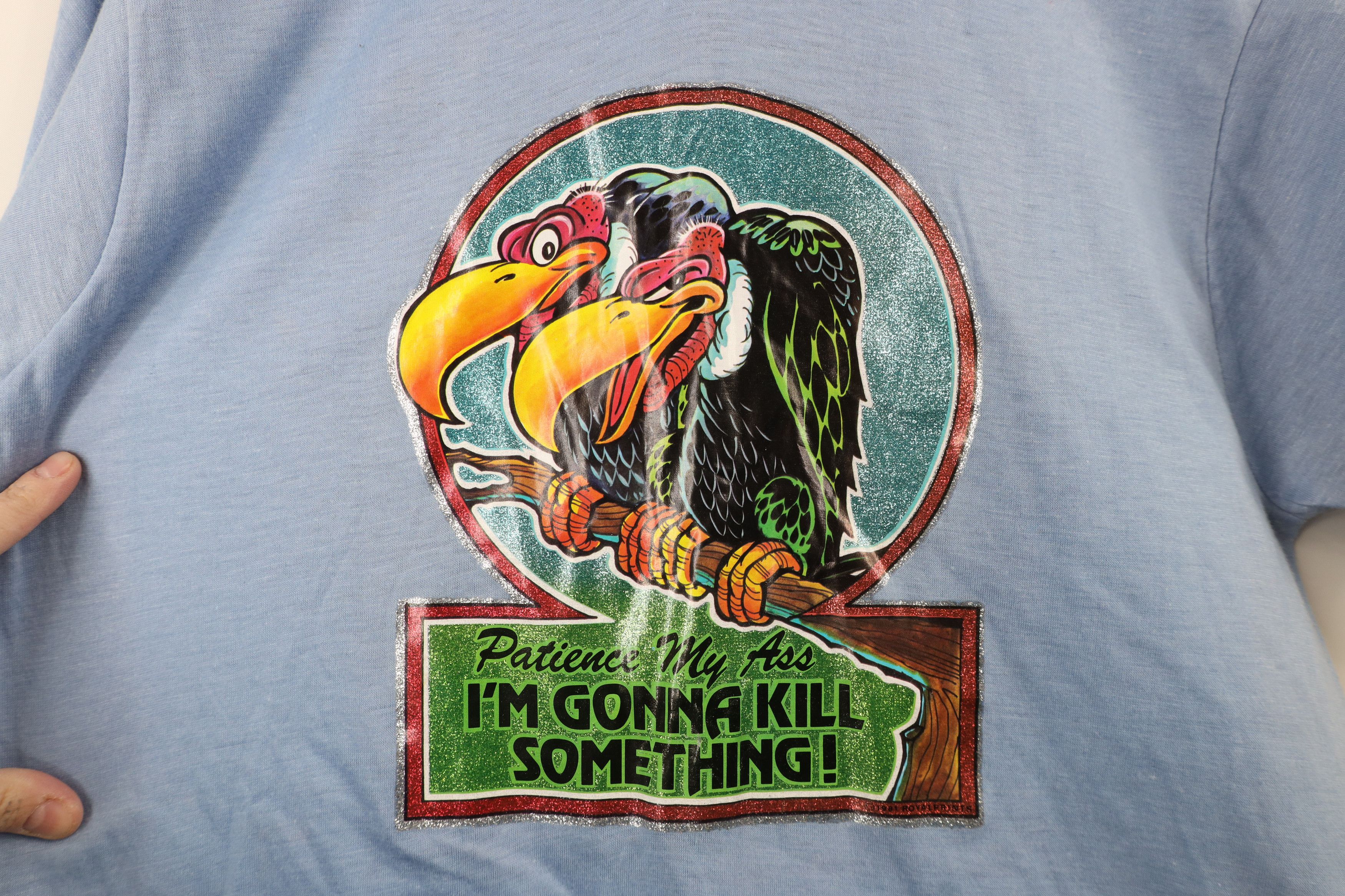 Vintage Vintage 80s My Ass I'm Gonna Kill Something Vulture T-Shirt Size US L / EU 52-54 / 3 - 4 Thumbnail