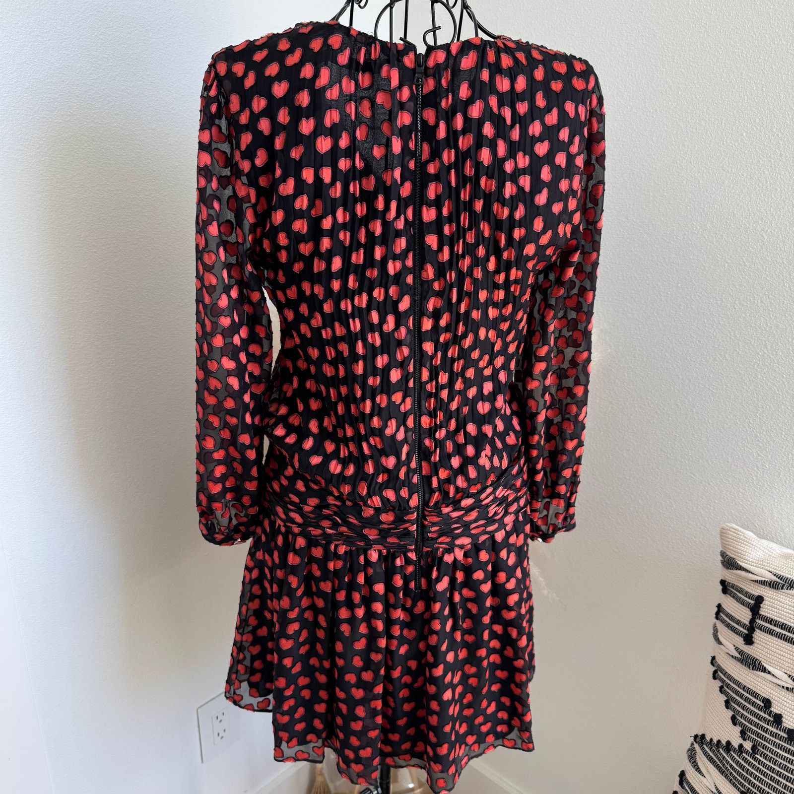 Alice + Olivia ALICE + OLIVIA Tessie Hearts Drop Waist Sheer Mini Dress Size S / US 4 / IT 40 - 3 Thumbnail
