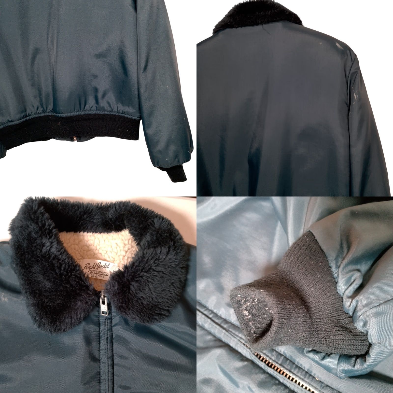 Vintage VINTAGE Flight Jacket Men Large Blue Nylon Bomber Sherpa Lined Zip Workwear Jacket Size US L / EU 52-54 / 3 - 8 Thumbnail