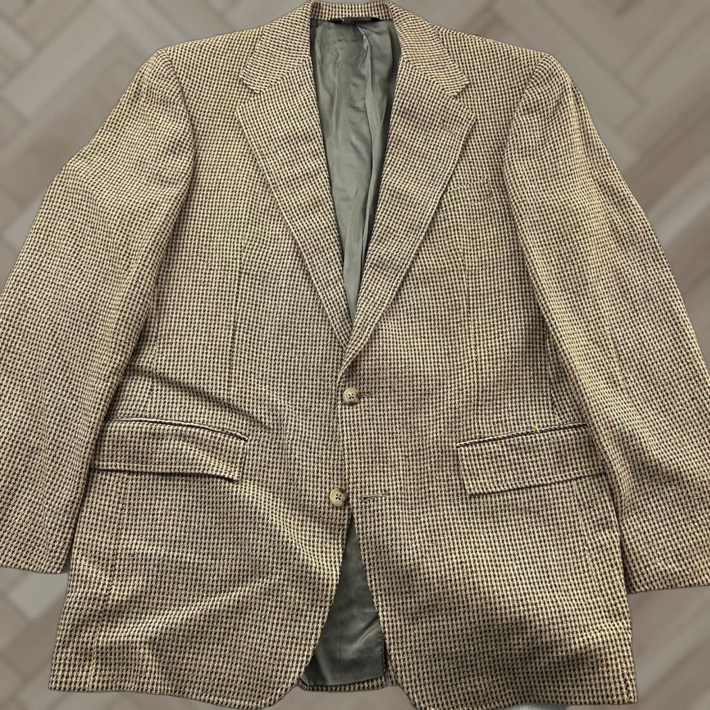 Polo Ralph Lauren Polo Ralph Lauren Blazer Silk Houndstooth 2 Button Long Beige 42 Men's Size US XL / EU 56 / 4 - 1 Thumbnail