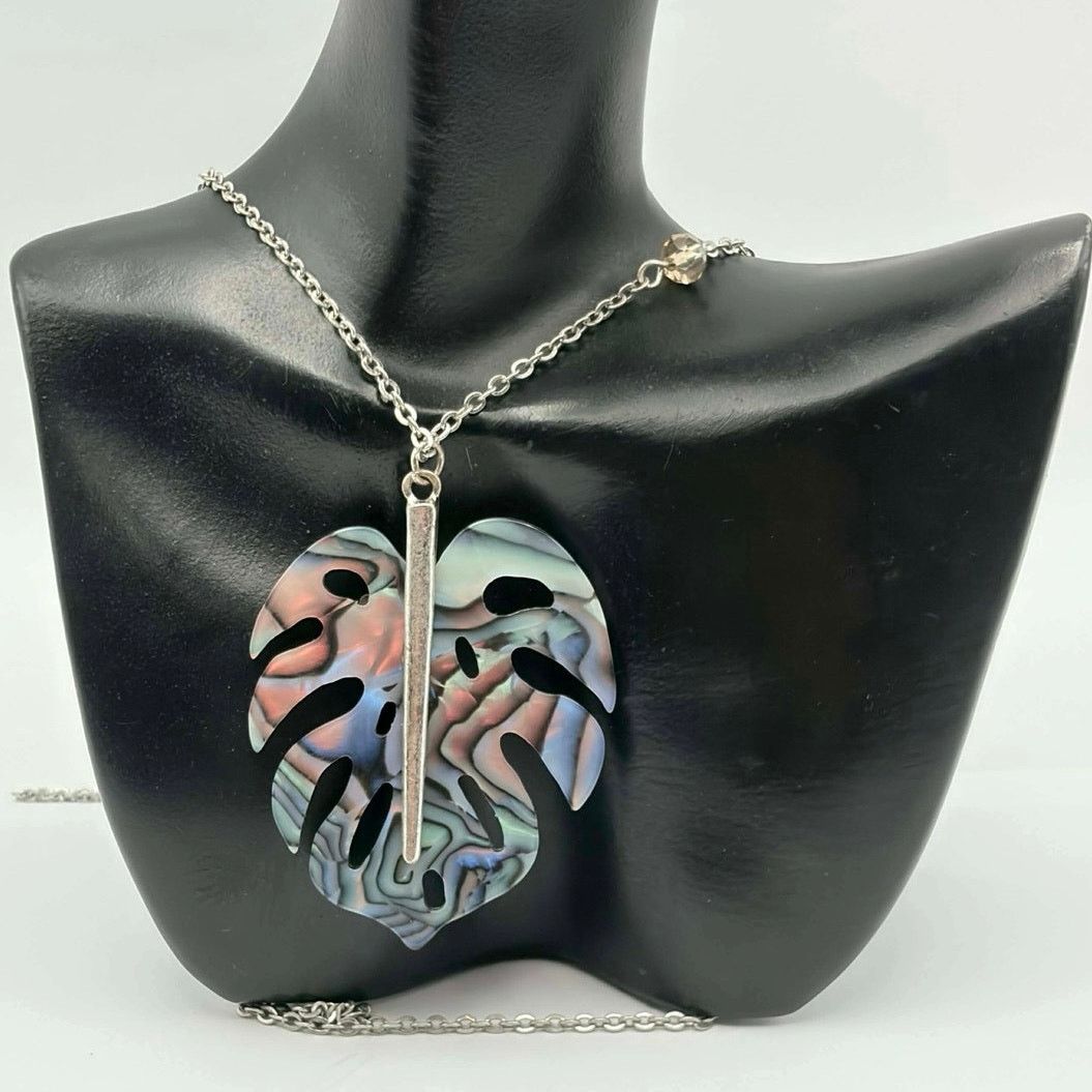Other Blue & Pink Leaf Necklace Size ONE SIZE - 1 Thumbnail