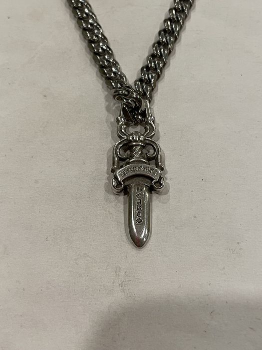 Chrome Hearts Chrome Hearts Large Dagger Pendant Cuban Link Chain ...