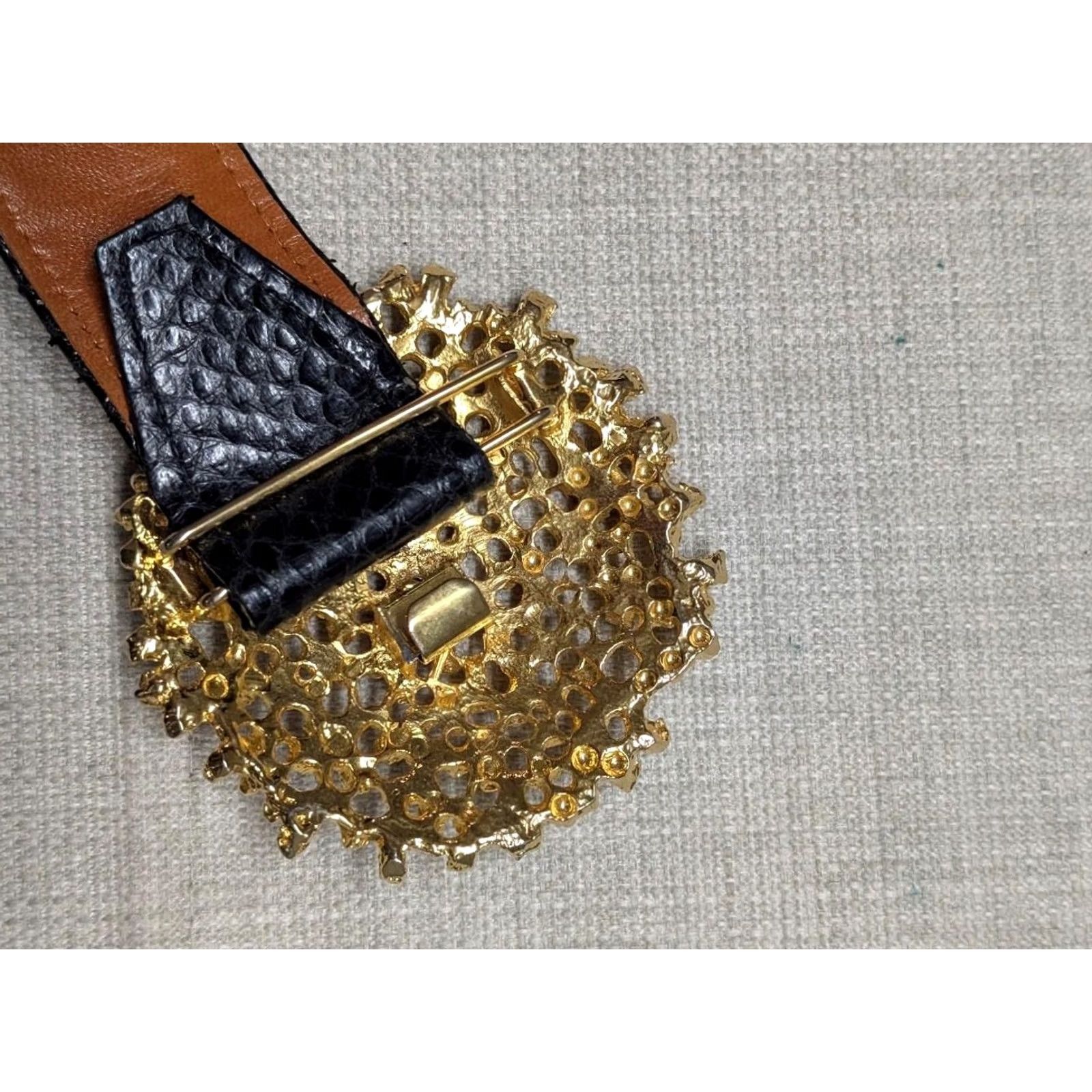 ALEXIS VINTAGE Alexis Kirk belt SNAKESKIN leather 30 black GLAM bling belt Mens Womens Size ONE SIZE - 4 Thumbnail