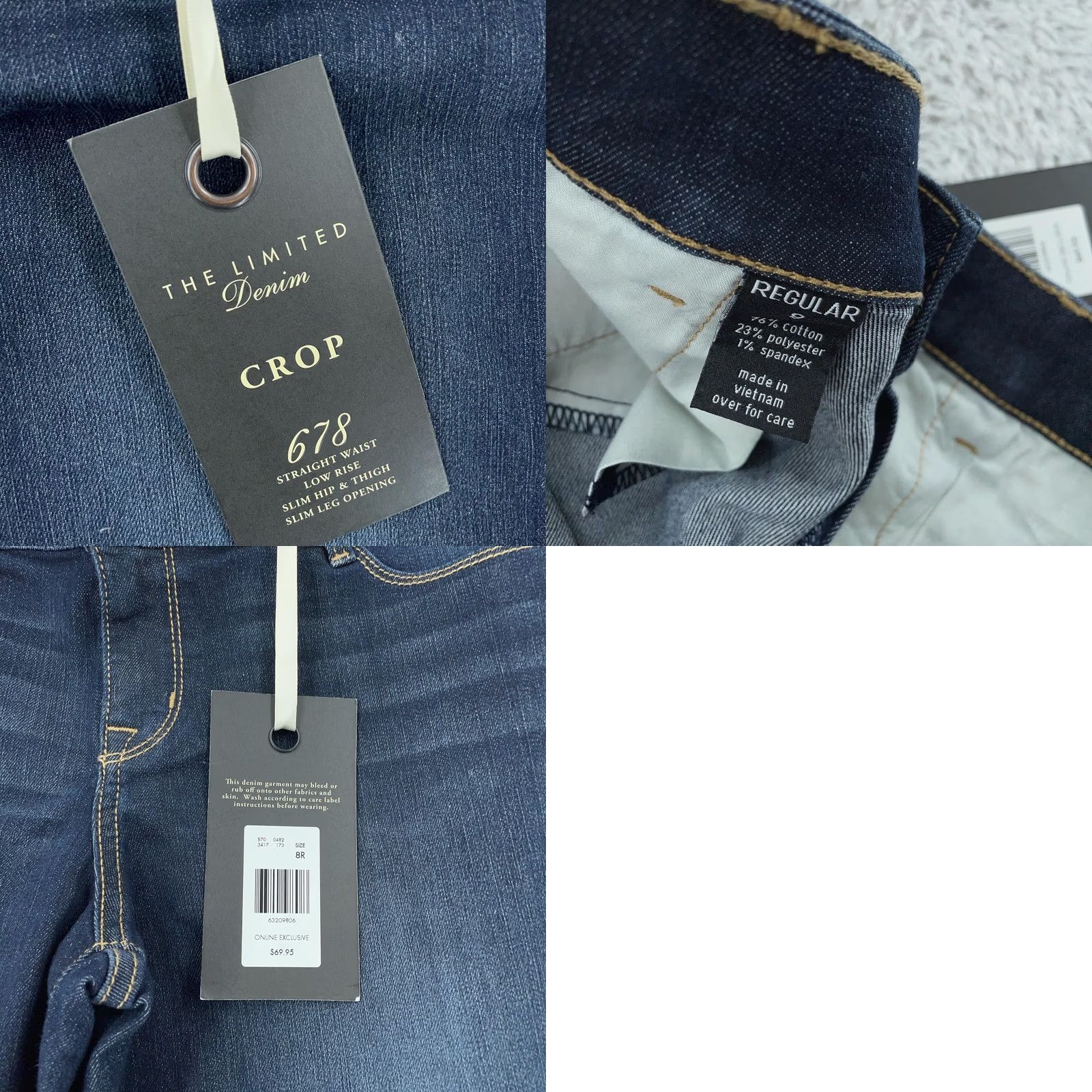 Vintage The Limited Jeans Slim Low Rise Crop Womens 8 Dark Wash 32x22 Denim Cotton Polyester Spandex Pockets 678 Size 30" / US 8 / IT 44 - 9 Thumbnail