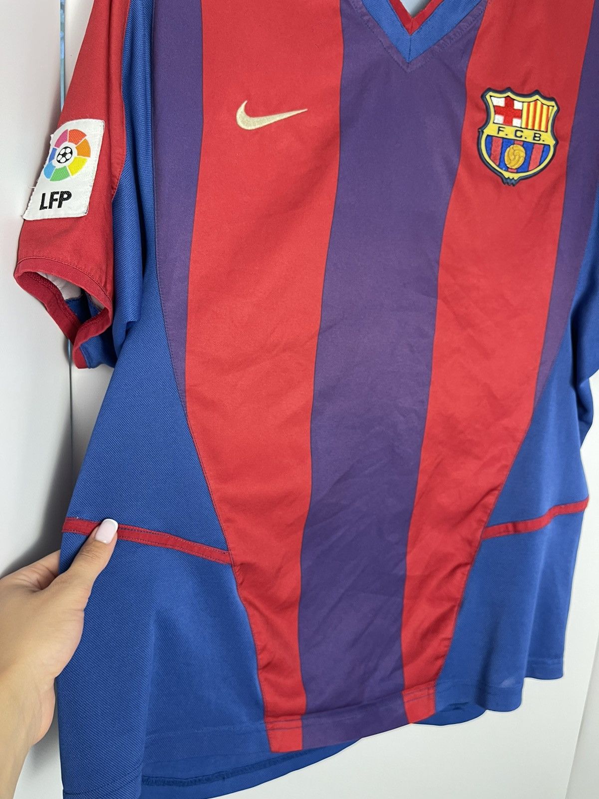 Vintage Nike Barcelona soccer jersey striped total 90 size S