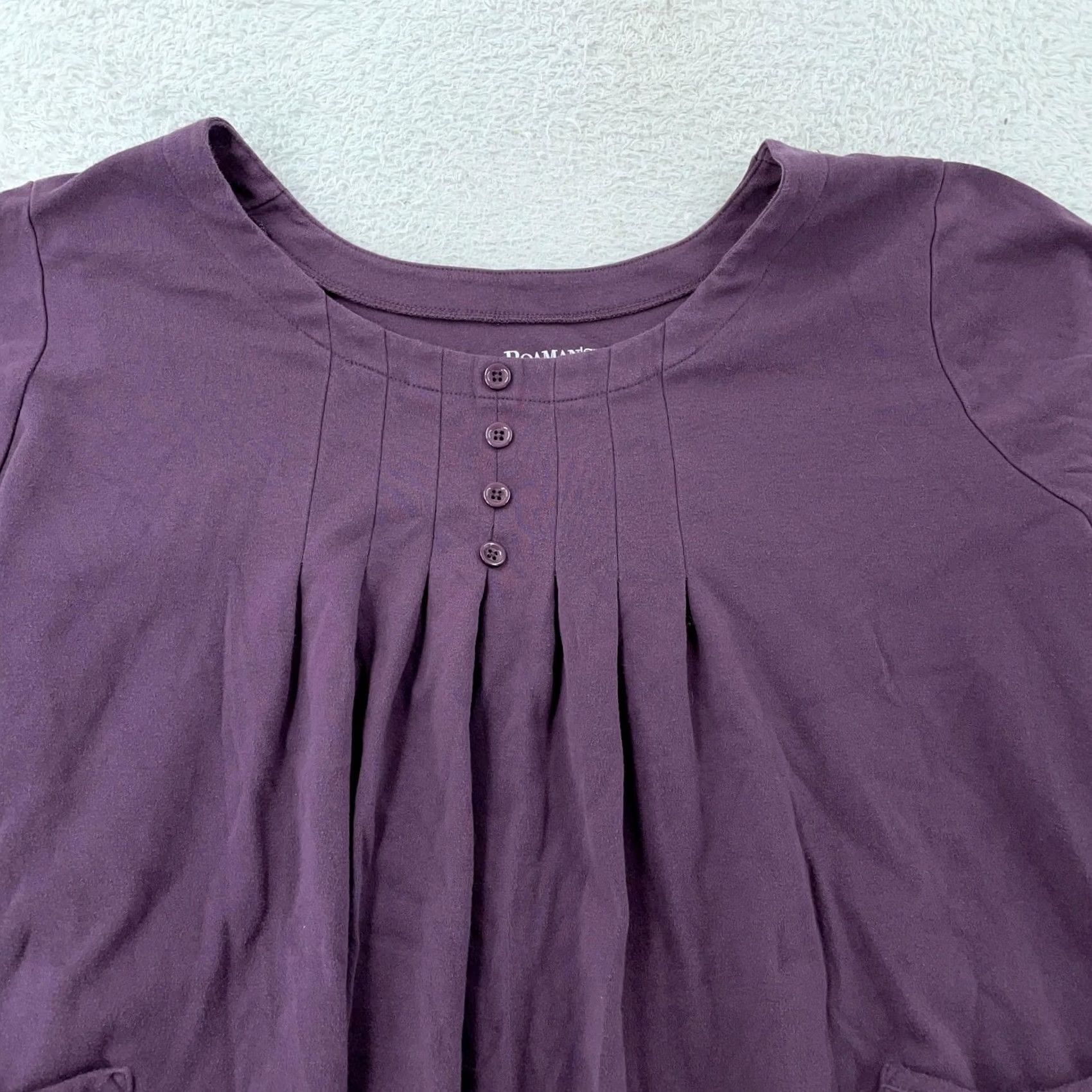 Vintage Roaman's Shirt Womens 4X Purple Pleated 3/4 Sleeve Pockets Tunic A-Line Size XXL / US 16-18 / IT 52-54 - 2 Thumbnail