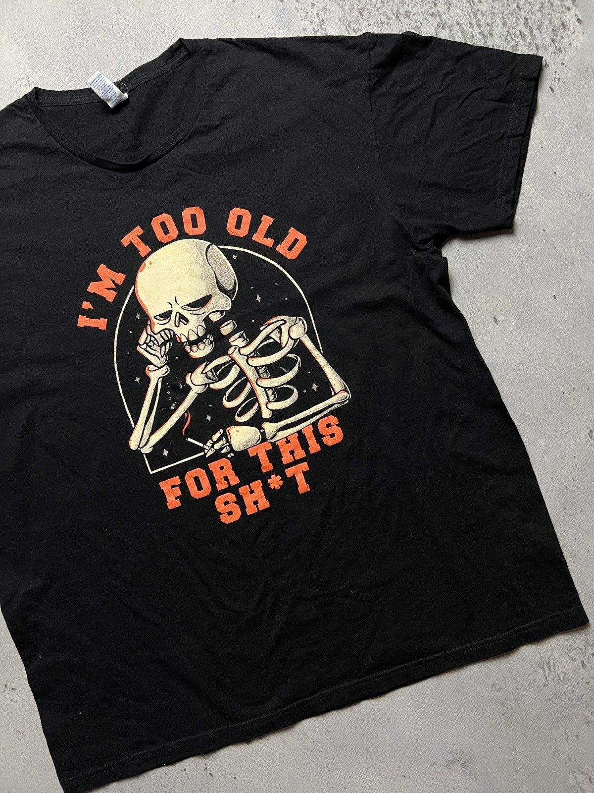 Japanese Brand Vintage 90s I’m Too Old For This Sh*t Tired Skull Tee y2k Size US XL / EU 56 / 4 - 3 Thumbnail