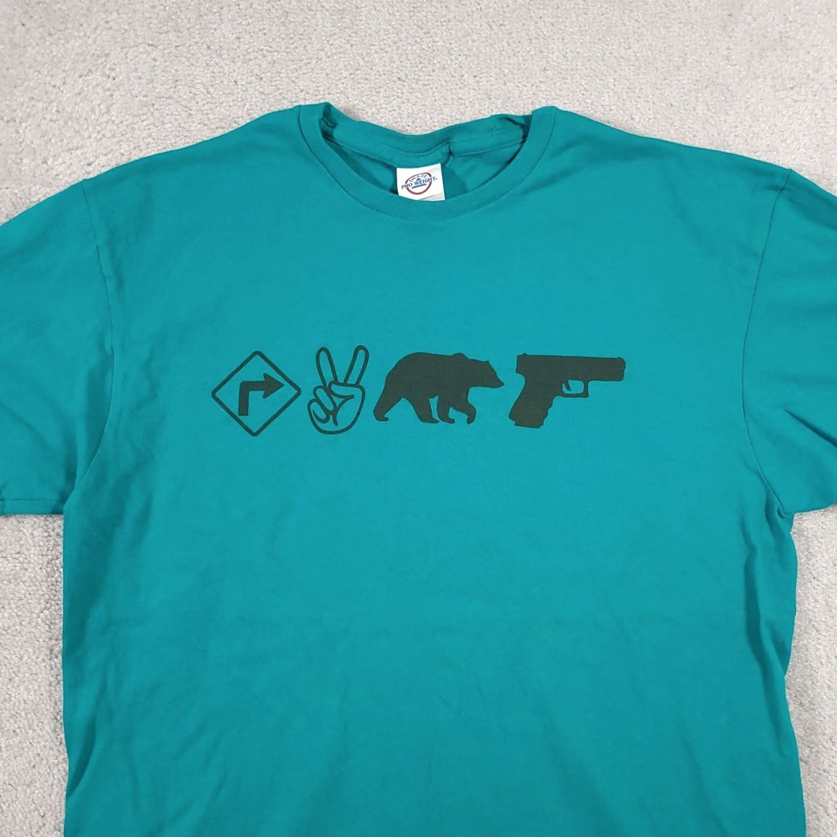 Delta VINTAGE Right To Bear Arms Graphic Shirt Delta Pro Weight Large Teal Blue 2nd Amendment Size US L / EU 52-54 / 3 - 3 Thumbnail
