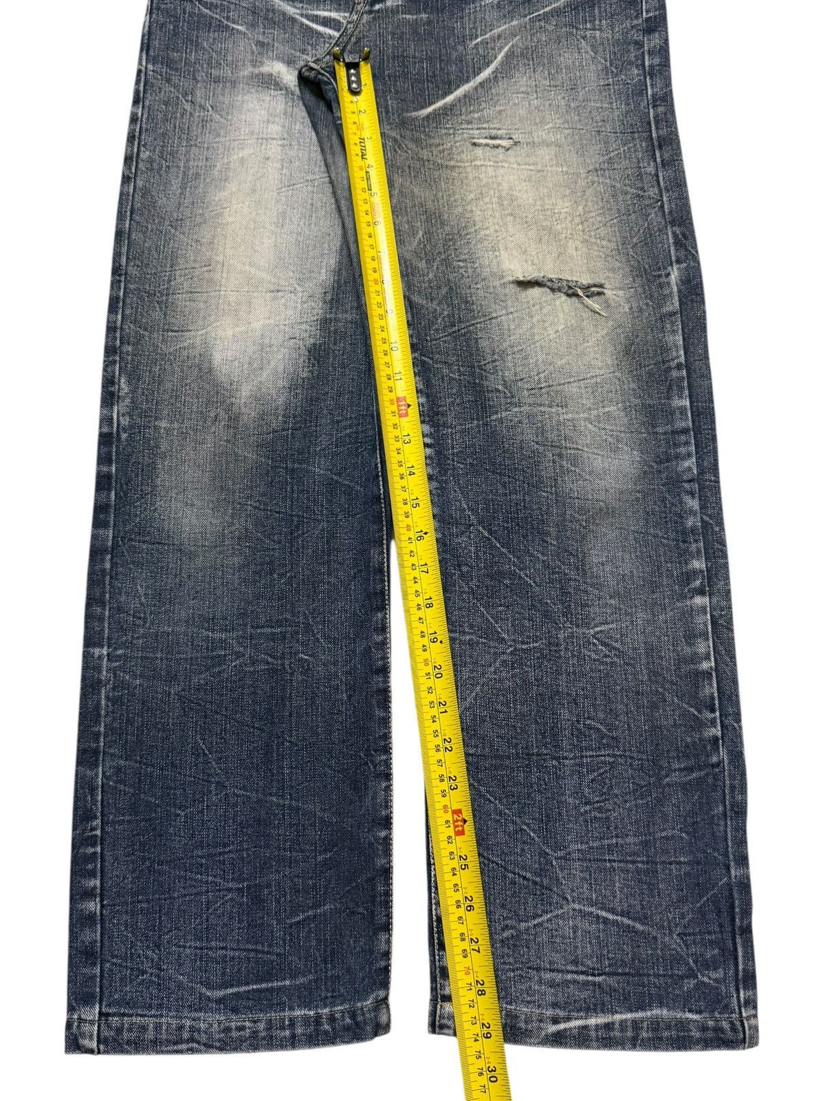 If Six Was Nine Vintage Y2K Japanese Blue Faded Wash Honeycomb Straight Leg Size US 32 / EU 48 - 9 Thumbnail