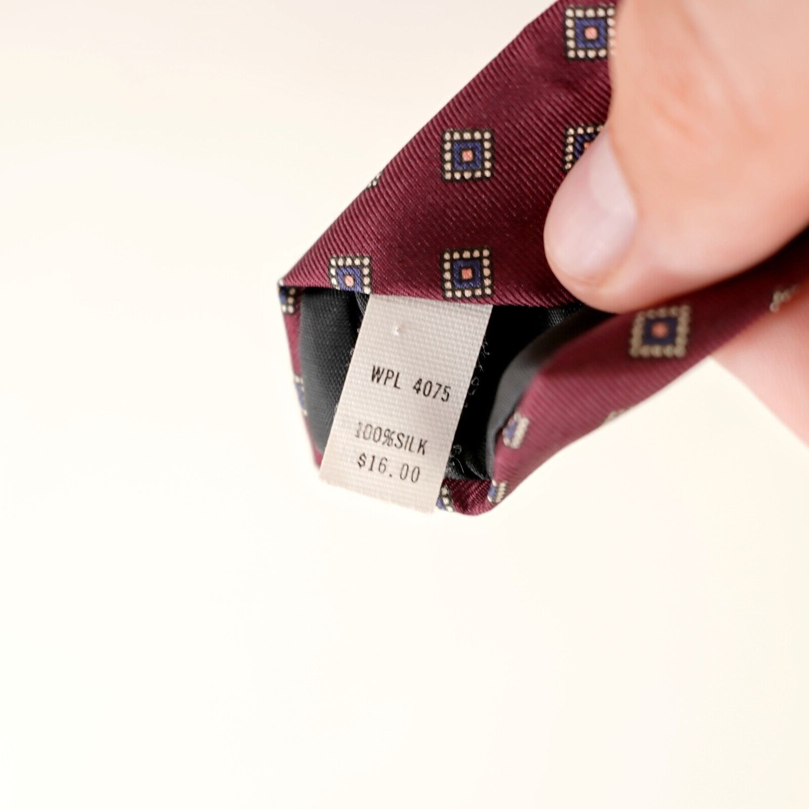Other Wembley Silks Red Blue Geometric Print Long Silk Tie Size ONE SIZE - 4 Thumbnail