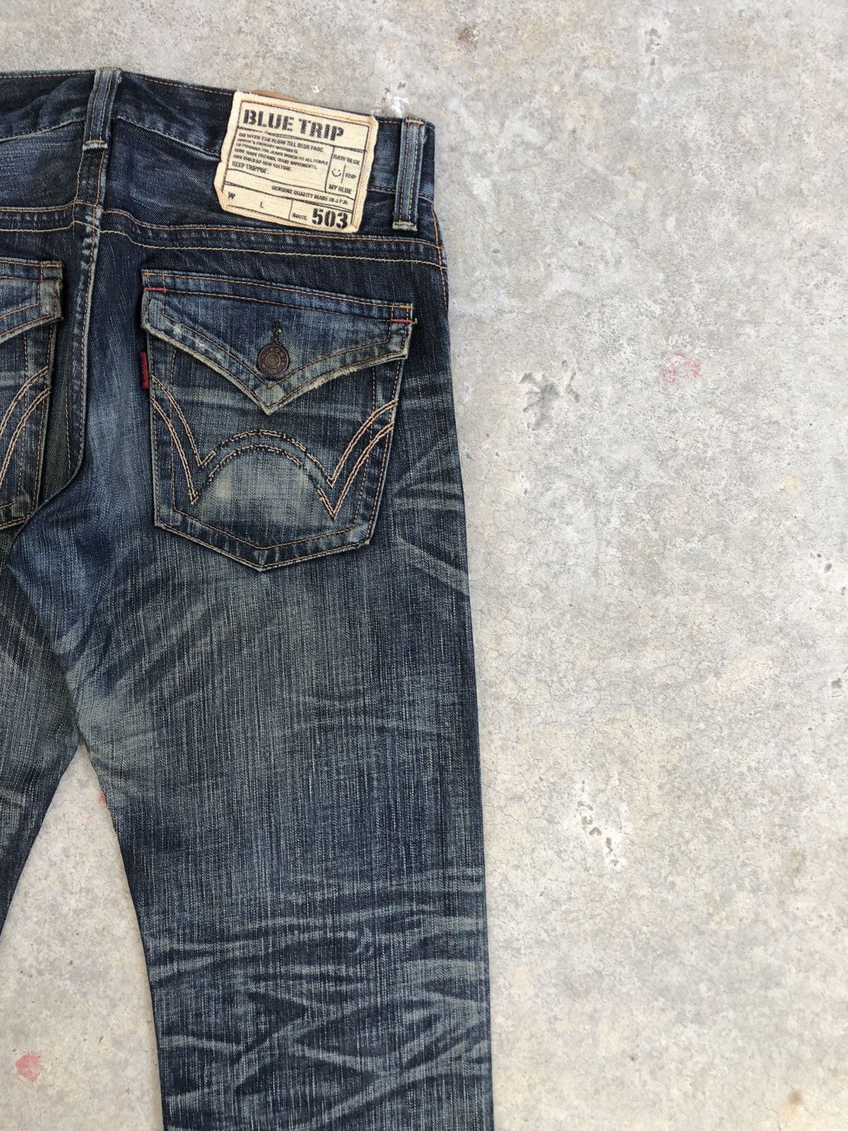 If Six Was Nine Japanese Edwin 503 Blue Trip Flared Jeans Distressed Jeans Size US 32 / EU 48 - 10 Thumbnail