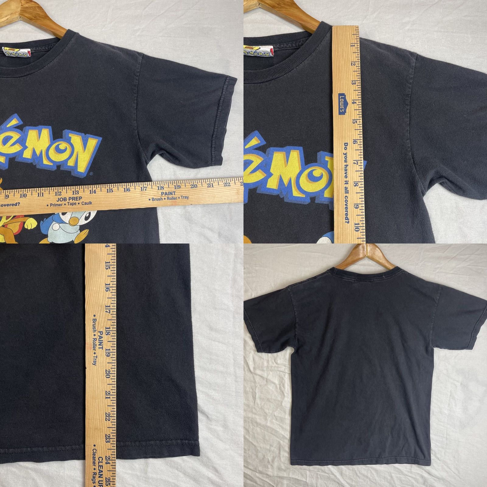 Nintendo Pokemon Shirt Mens Small Black Giant Nintendo Turtwig Chimchar Piplup Y2K 2007 Size US S / EU 44-46 / 1 - 8 Thumbnail