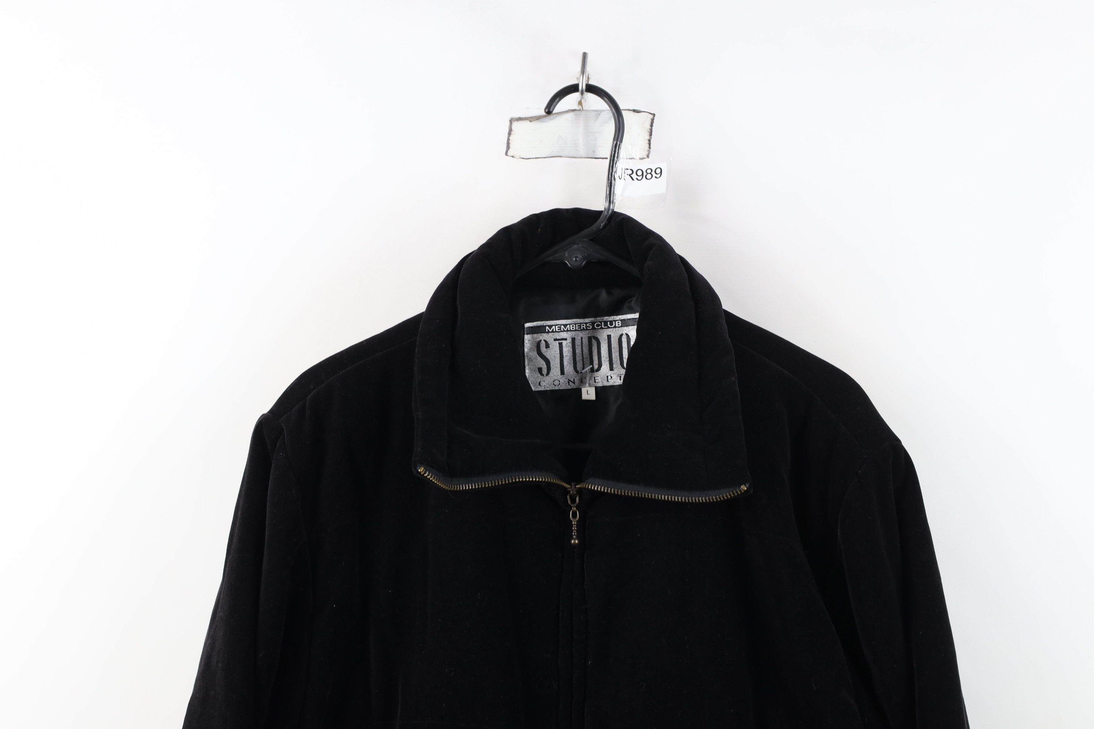 Vintage Vintage 90s Streetwear Velour Full Zip Puffer Jacket Black Size L / US 10 / IT 46 - 2 Thumbnail