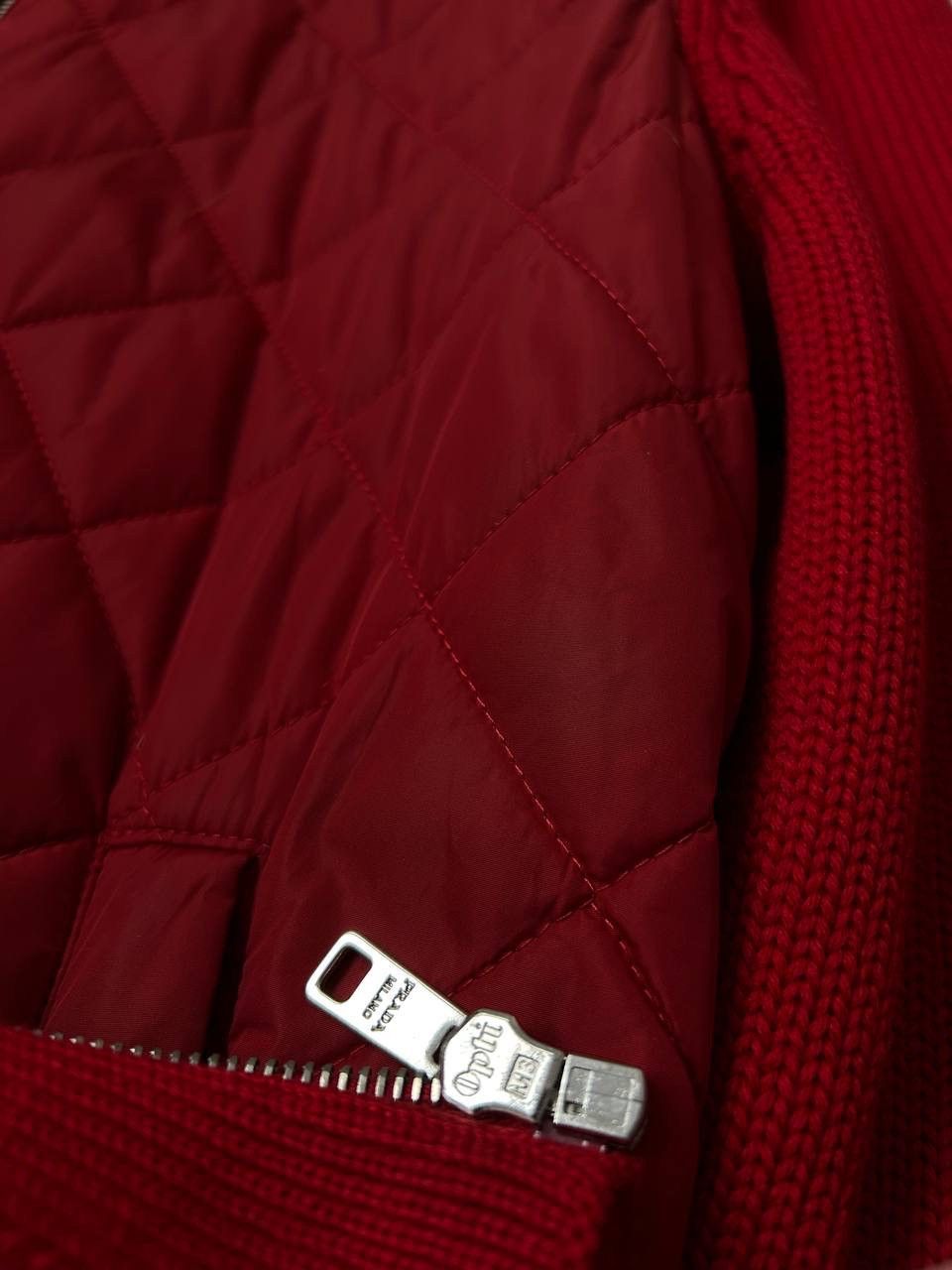 Prada Legendary Prada Milano Quilted Wool Knit Zip Red Jacket Size US M / EU 48-50 / 2 - 7 Thumbnail