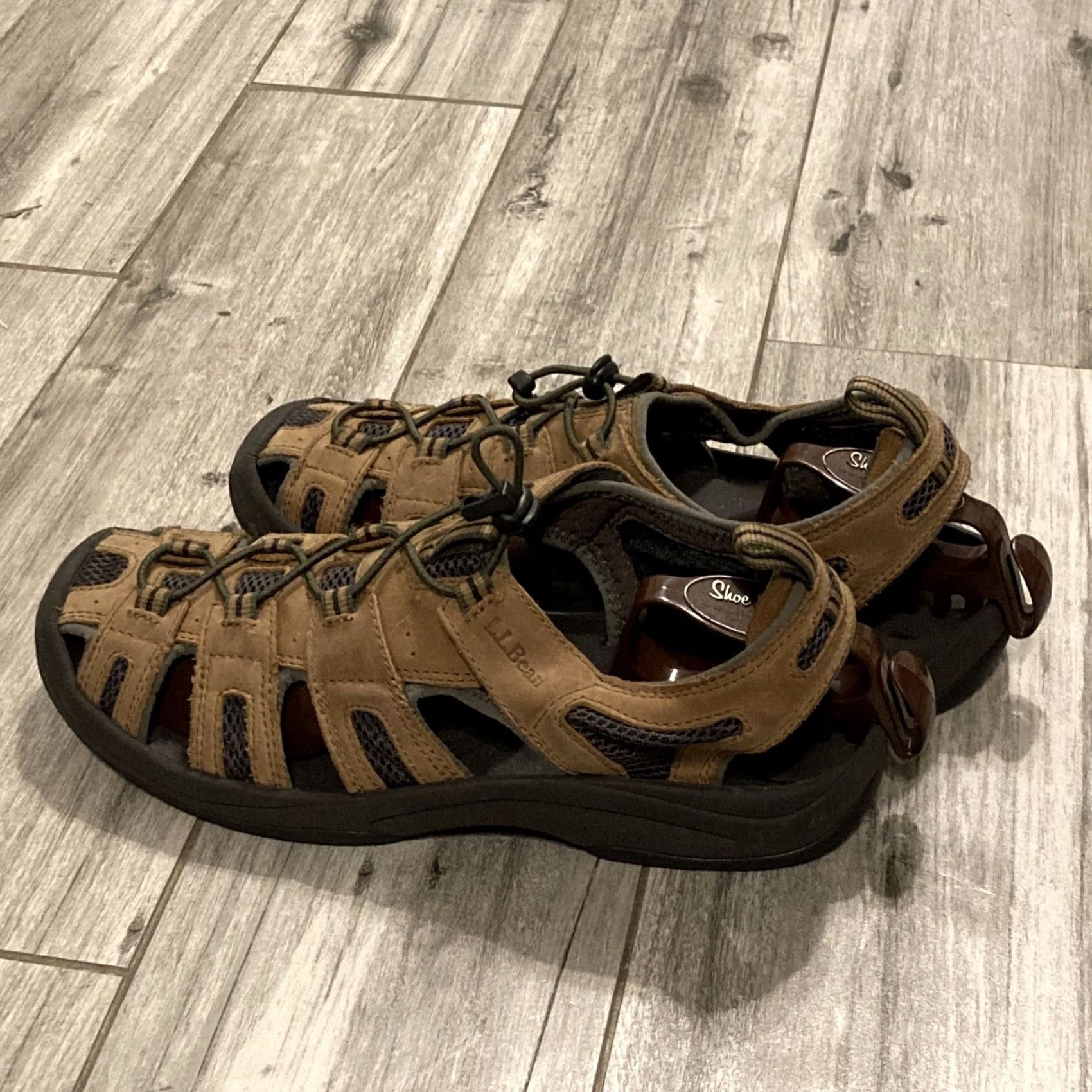 Vintage LL Bean Hiking Sandals Sport River Tan Size 11 Slip On Closed Toe All Terrain Men Shoes Brown Hiking Sandal Mens 11 All Terrain River Tan LL Bean Size US 11 / EU 44 - 2 Thumbnail