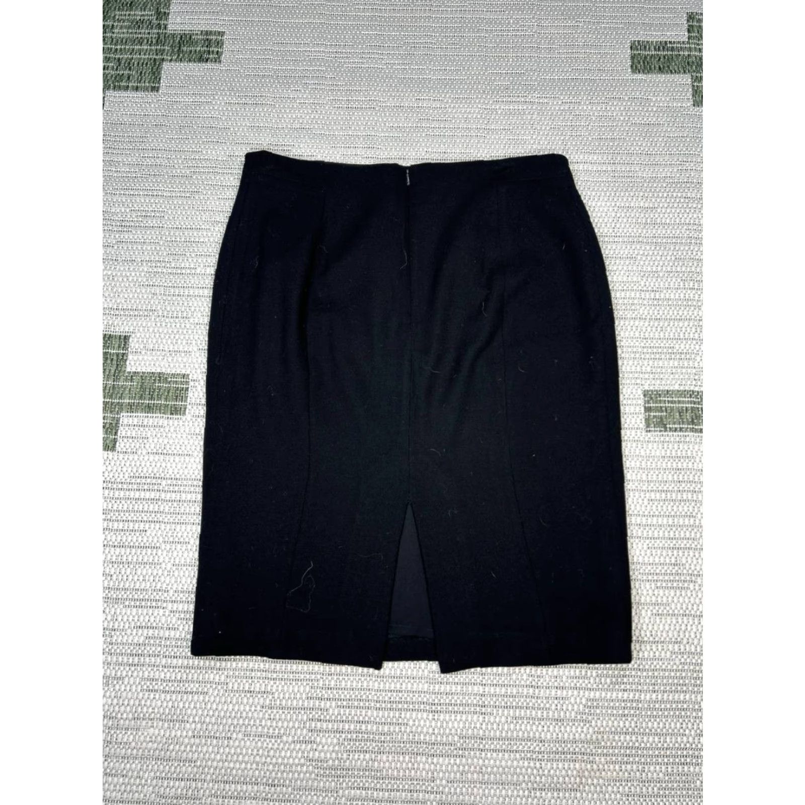 Vintage Hobbs London Helena Pique Pencil Skirt Womens 10 Black Straight Back Zip Slit Size 32" / US 10 / IT 46 - 2 Thumbnail