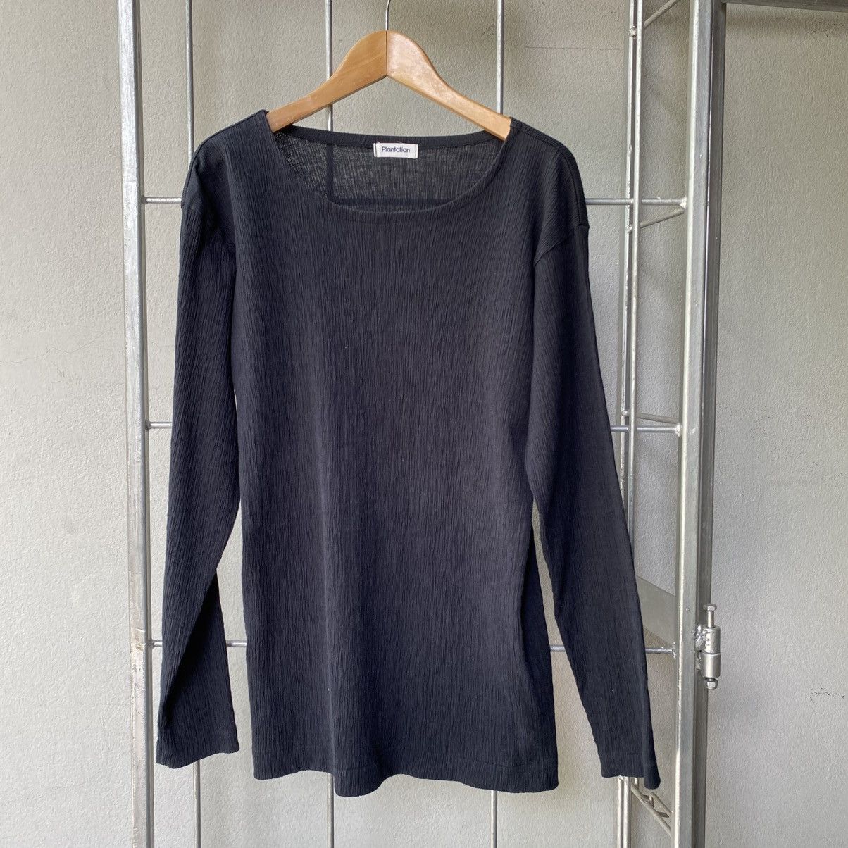 Issey Miyake Plantation Black Crinkled Stretch Long Sleeve Top Size M / US 6-8 / IT 42-44 - 1 Thumbnail