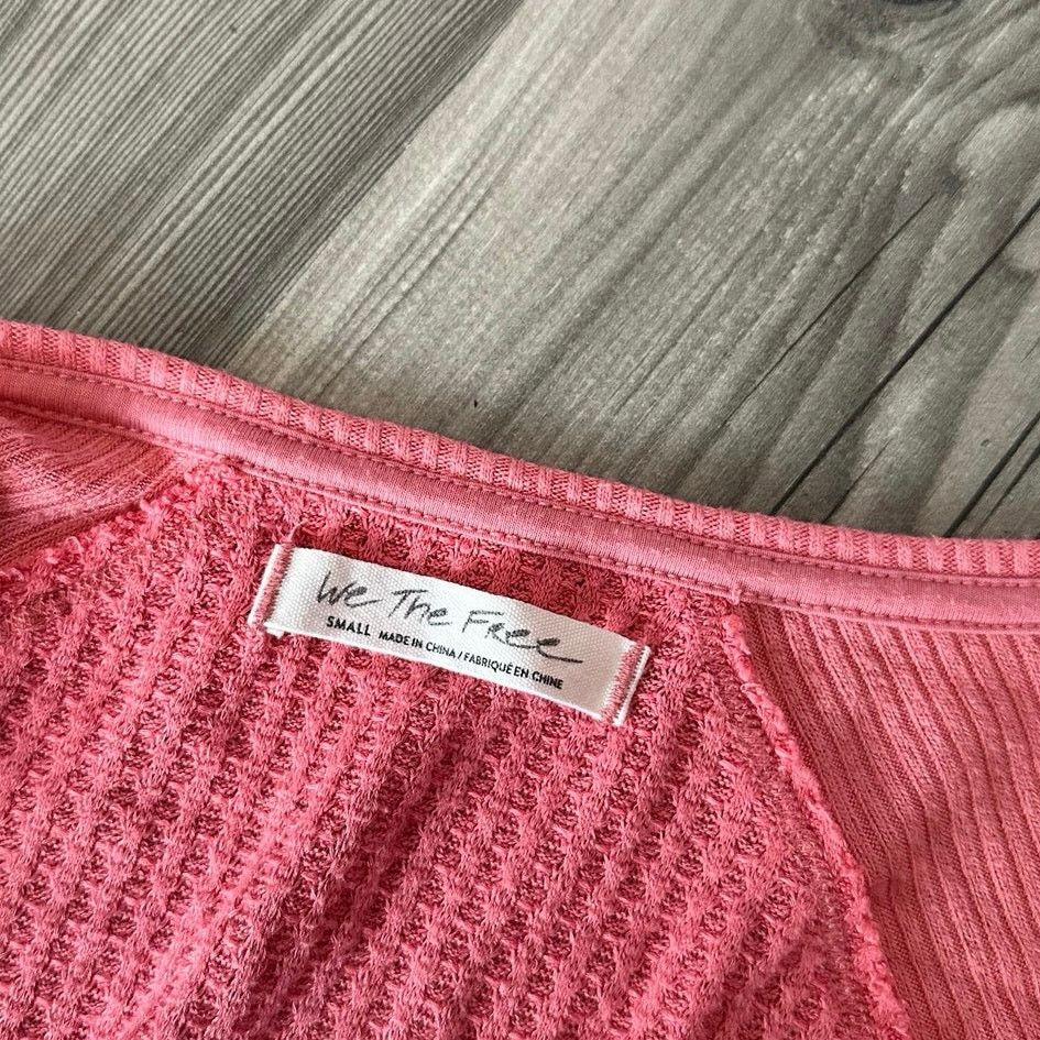 Free People we the free free people pink waffle knit long sleeve shirt Size M / US 6-8 / IT 42-44 - 4 Thumbnail