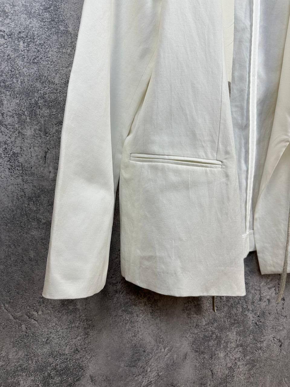 Fabiana Filippi Fabiana Filippi Open Front Embellished Trim Blazer Linen Size M / US 6-8 / IT 42-44 - 6 Thumbnail
