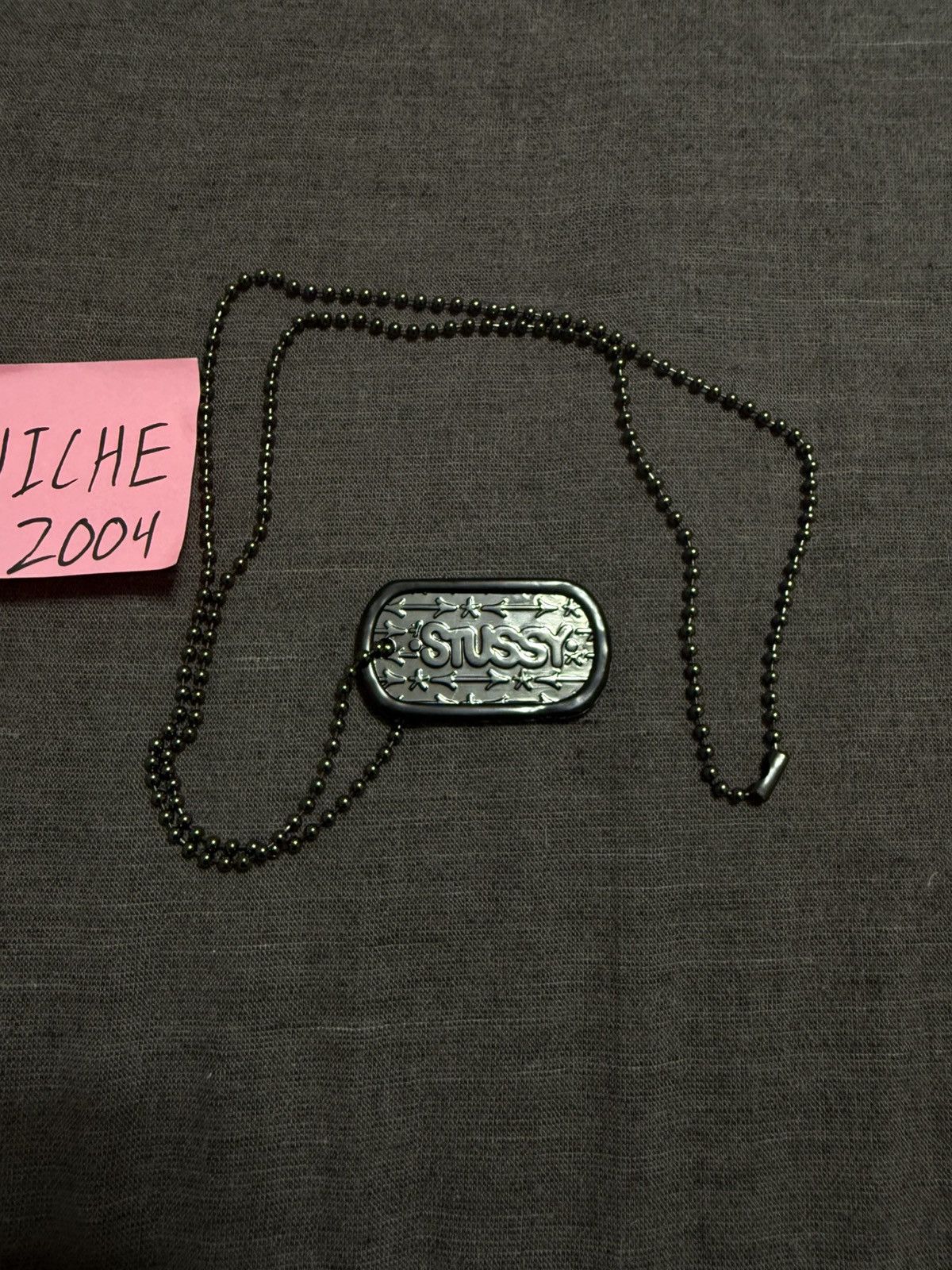 RARE VINTAGE STUSSY DOG TAG NECKLACE, VINTAGE, BLACK