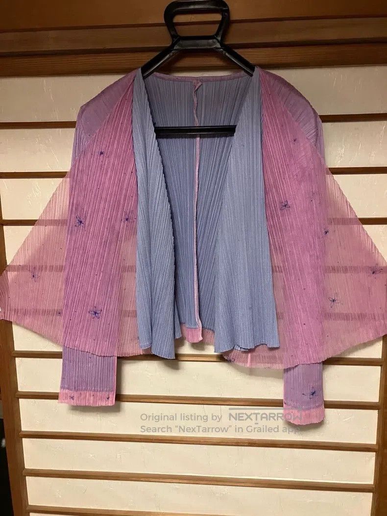 Issey Miyake Issey Miyake Double Layer Pink-purple Floral Cardigan Size L / US 10 / IT 46 - 7 Thumbnail