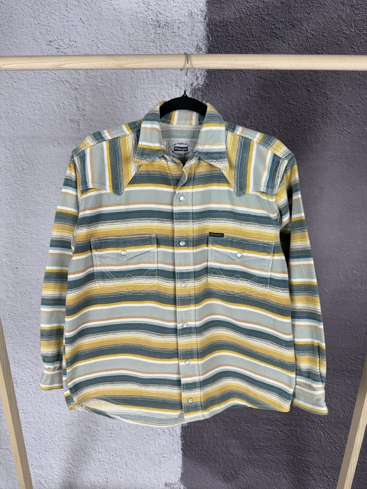 Vintage Wrangler vintage Authentic Western Jeans striped shirt Size US S / EU 44-46 / 1 - 1 Thumbnail